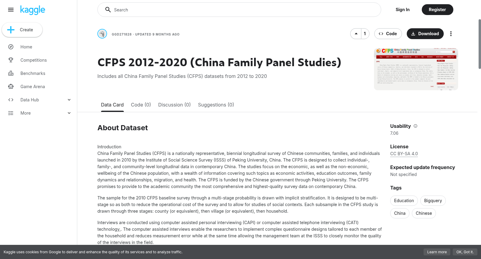 CFPS 2012-2020 (China Family Panel Studies) 数据集图片