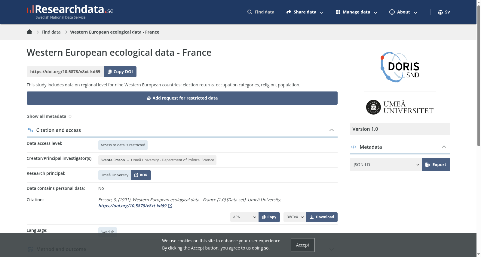 Western European ecological data - France 数据集图片