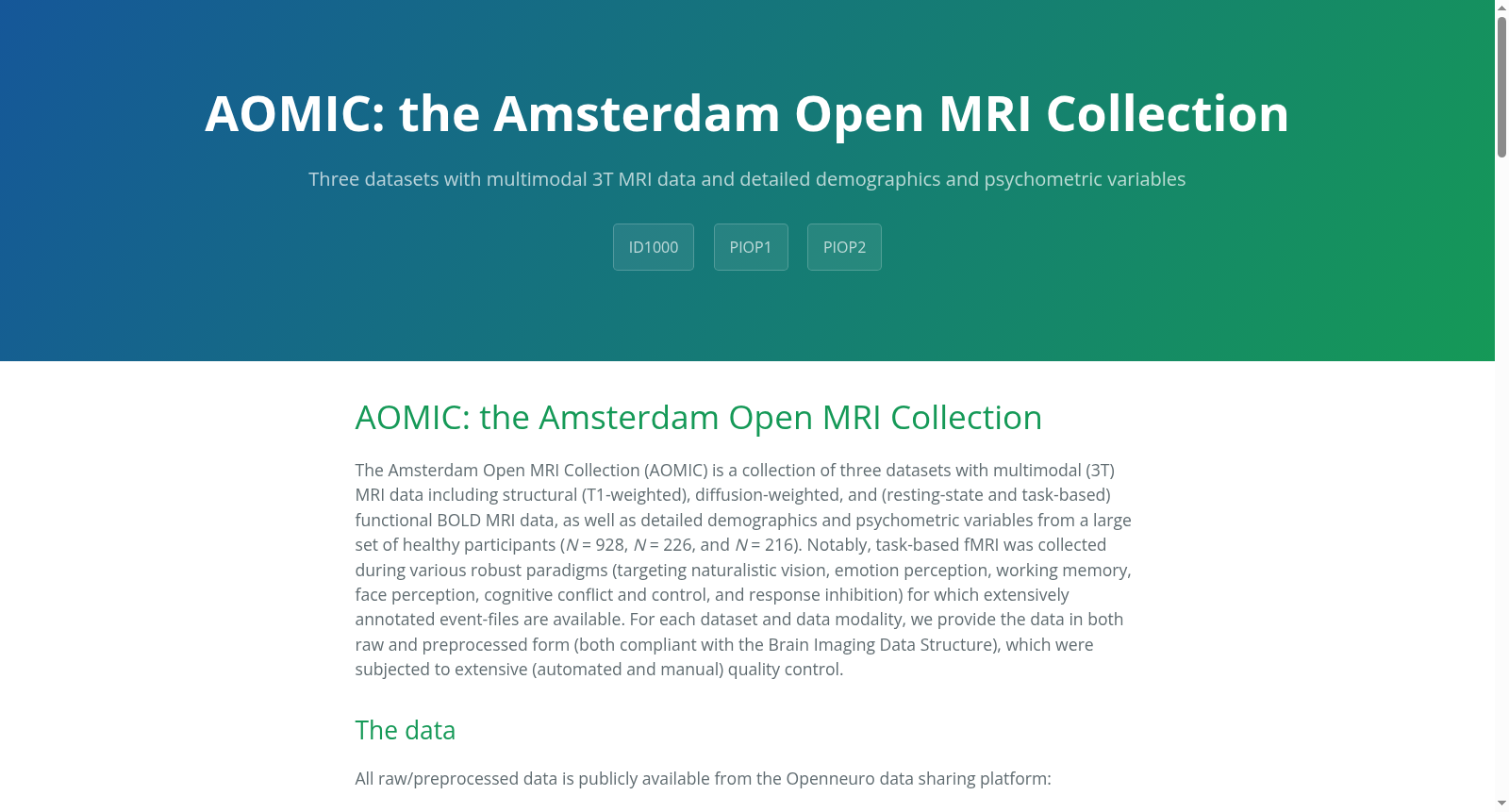 AOMIC: the Amsterdam Open MRI Collection 数据集图片
