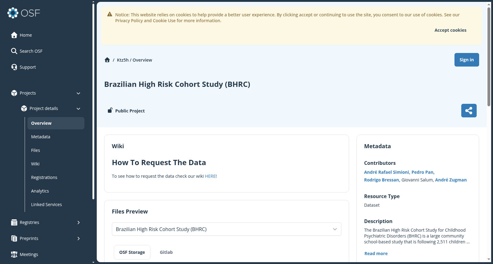 Brazilian High Risk Cohort Study (BHRC) 数据集图片