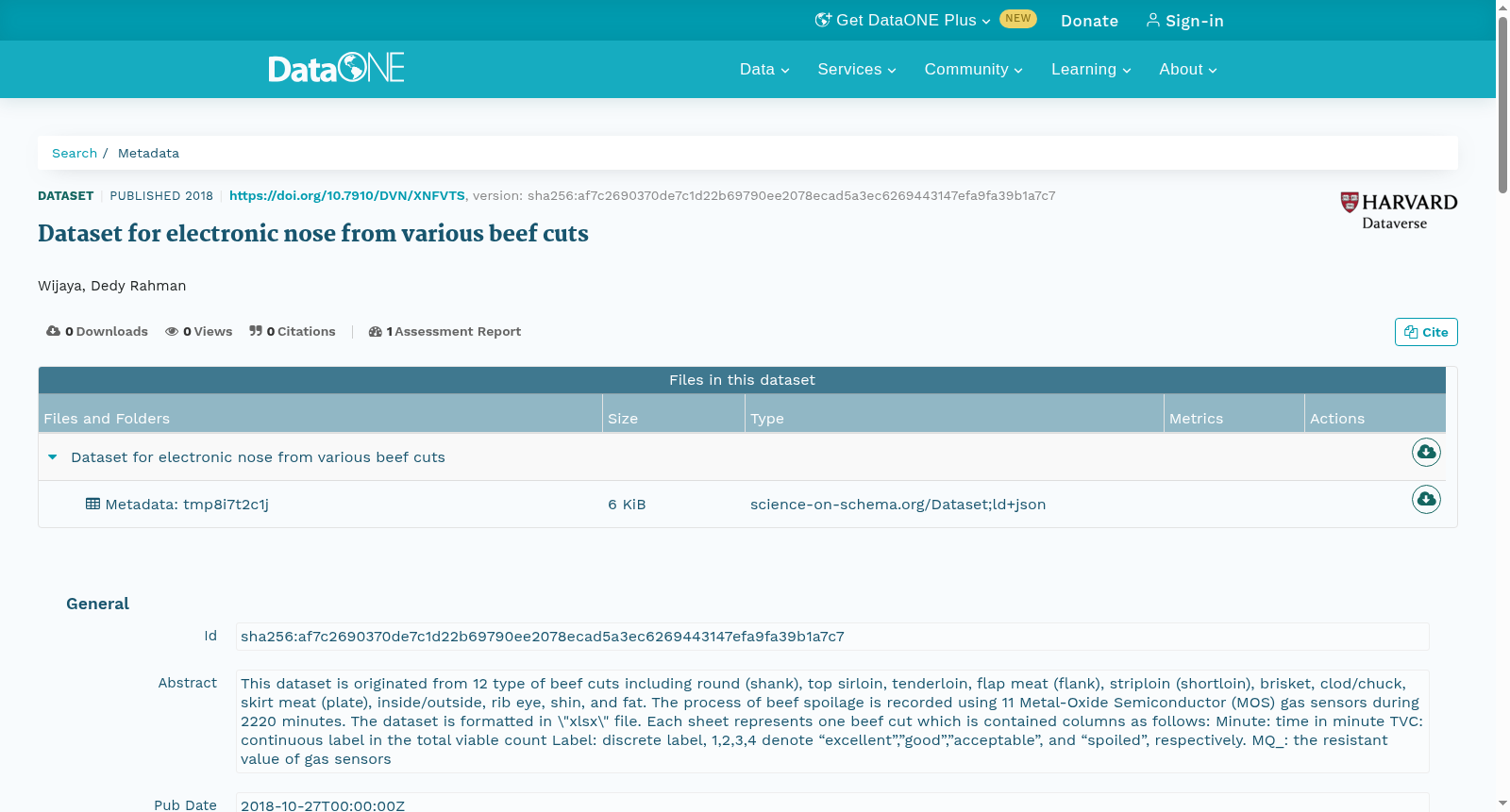 Dataset for electronic nose from various beef cuts 数据集图片