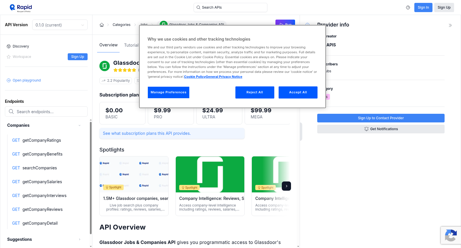 Glassdoor Jobs & Companies API 数据集图片
