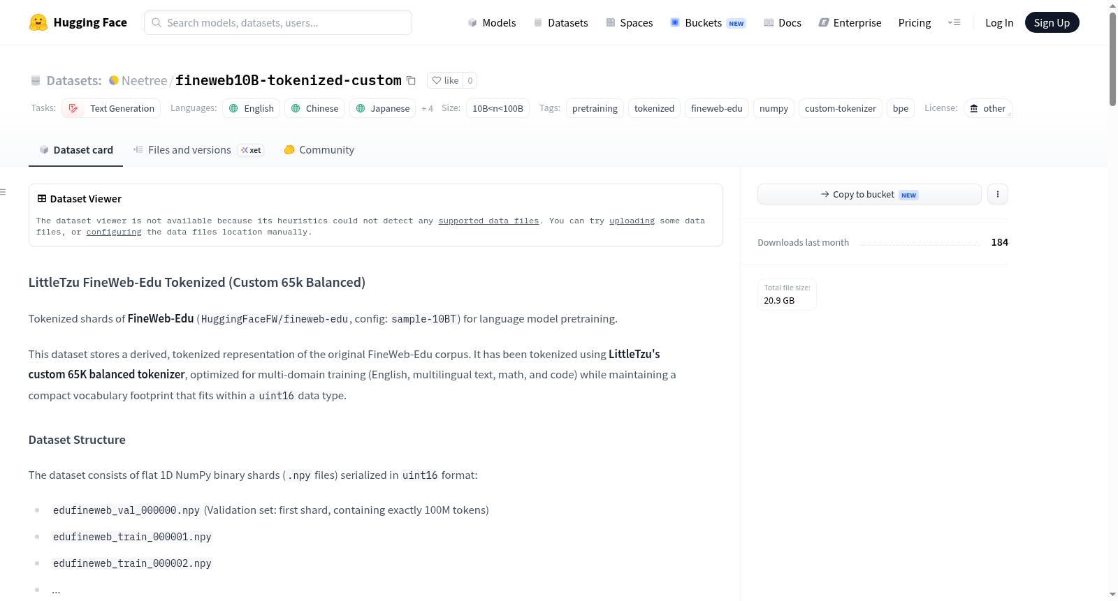 fineweb10B-tokenized-custom 数据集图片
