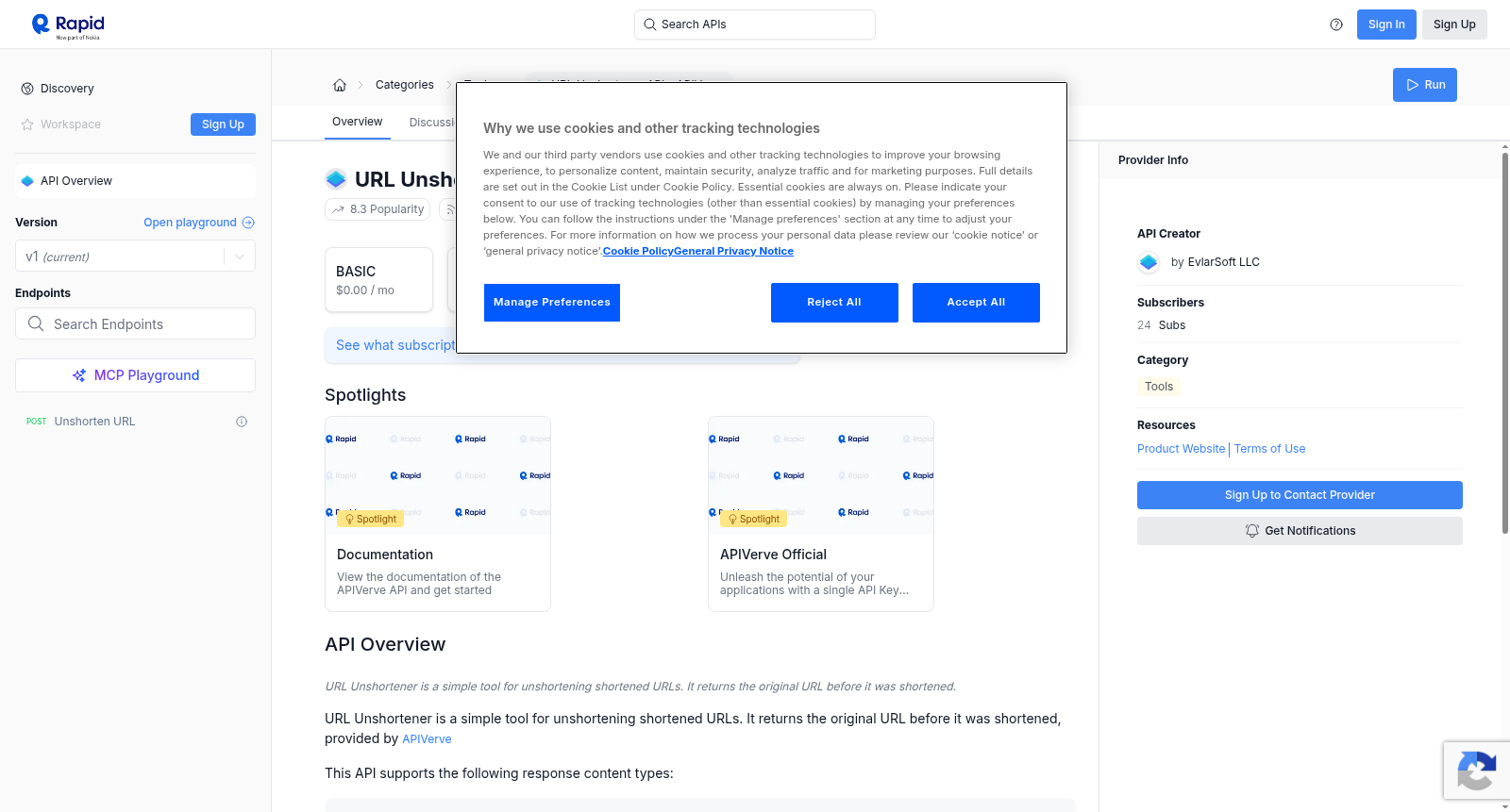 URL Unshortener API - APIVerve 数据集图片