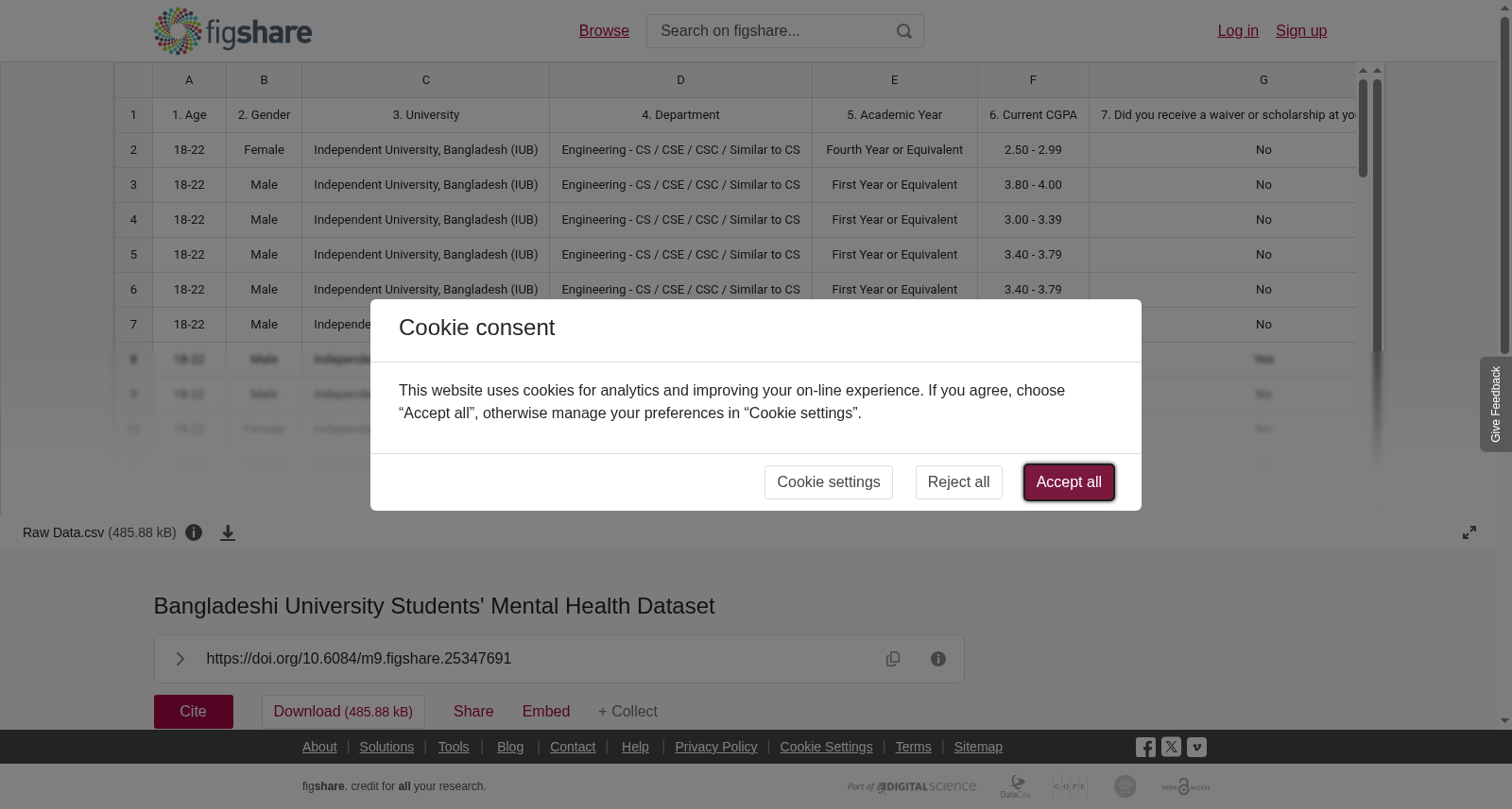 Bangladeshi University Students' Mental Health Dataset 数据集图片