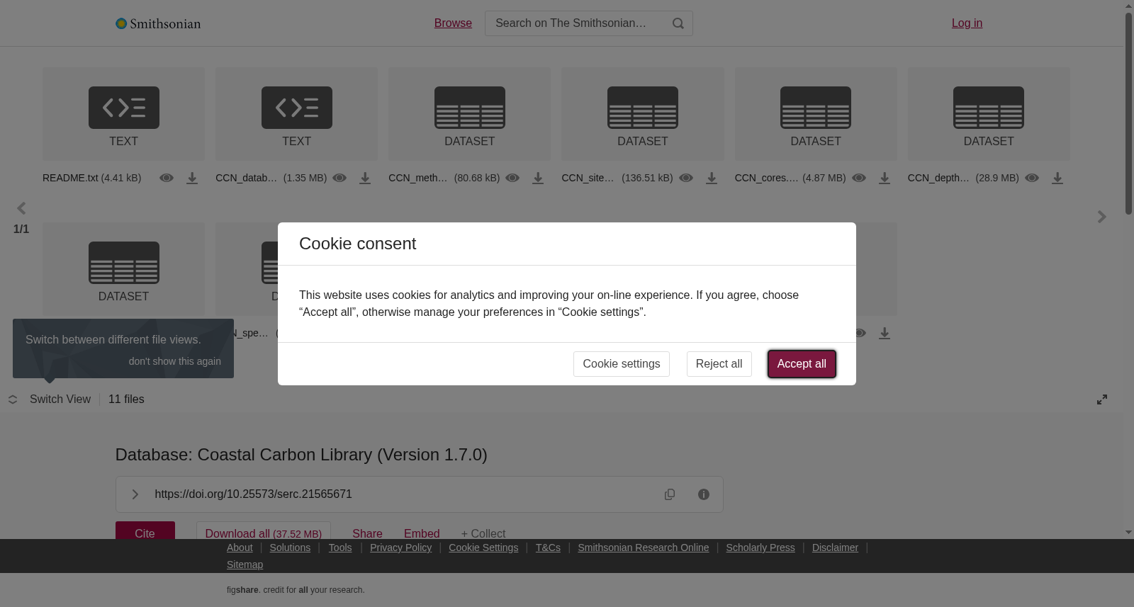 Database: Coastal Carbon Library (Version 1.7.0) 数据集图片