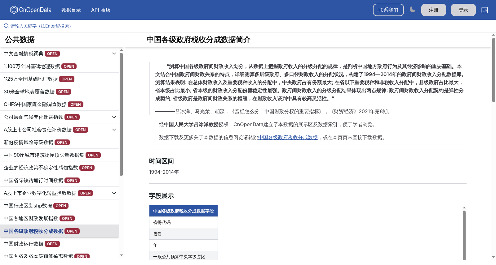 中国各级政府税收分成数据 数据集图片