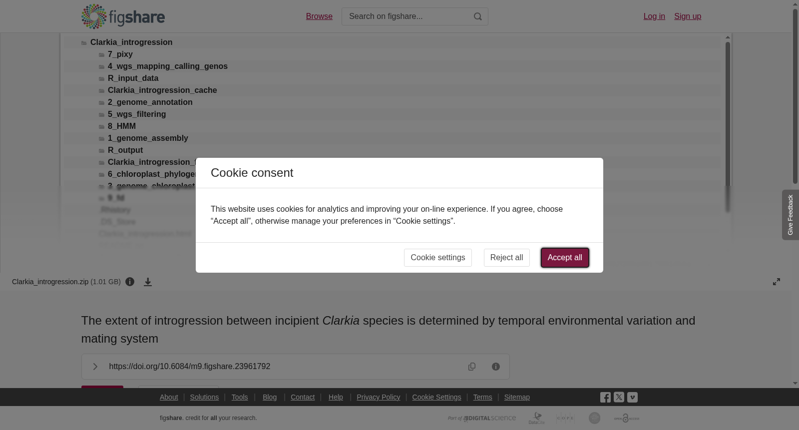The extent of introgression between incipient <i>Clarkia</i> species is determined by temporal environmental variation and mating system 数据集图片