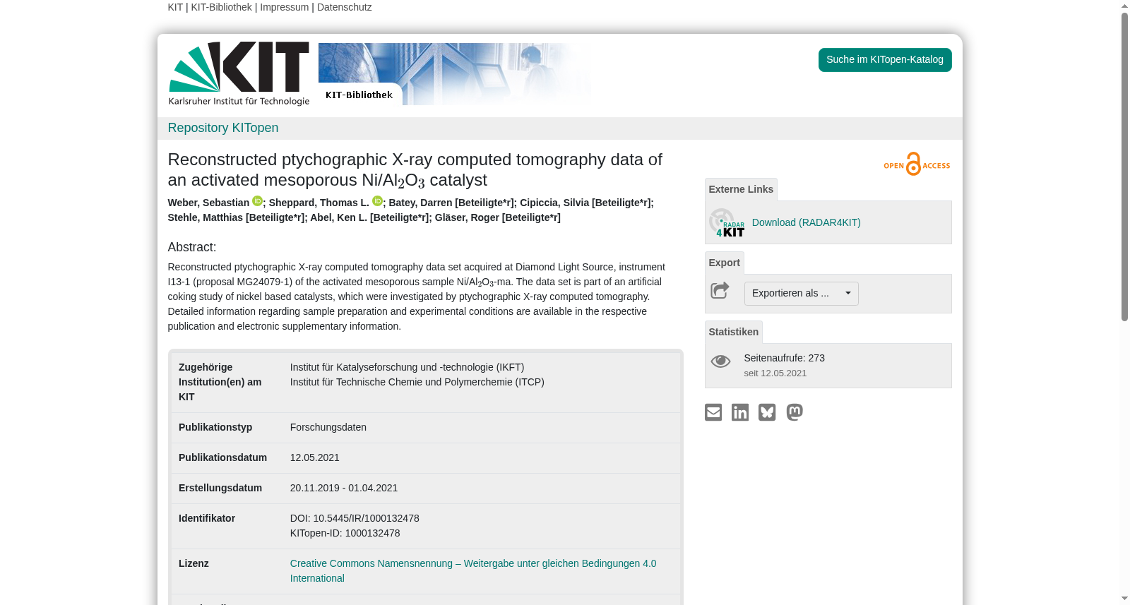 Reconstructed ptychographic X-ray computed tomography data of an activated mesoporous Ni/Al$_{2}$O$_{3}$ catalyst 数据集图片