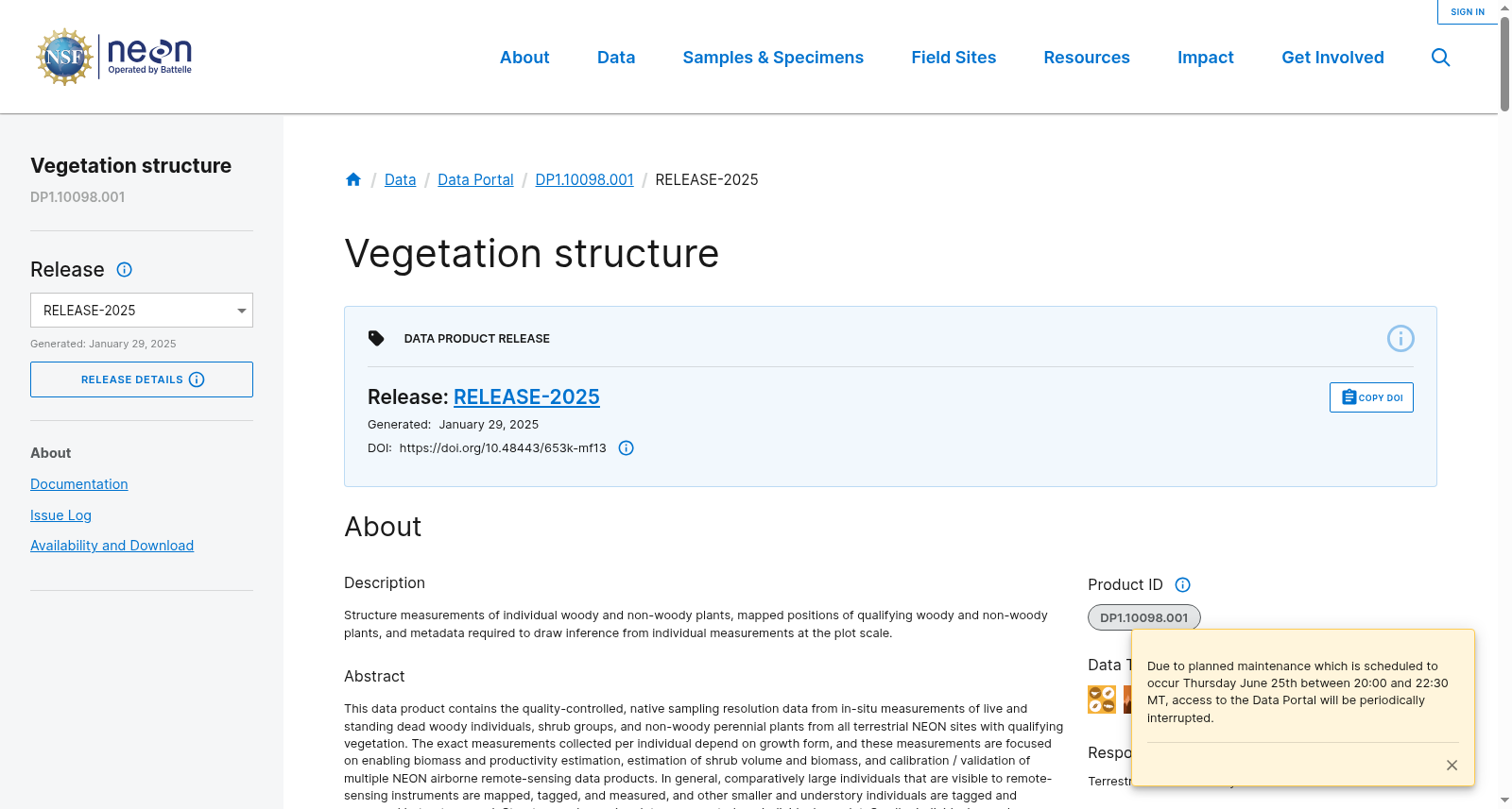 Vegetation structure (DP1.10098.001) 数据集图片