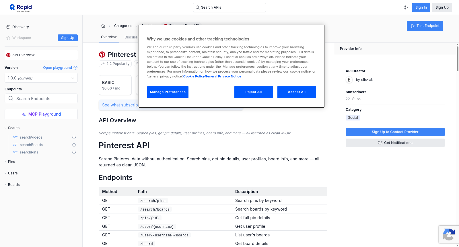 Pinterest Data API 数据集图片