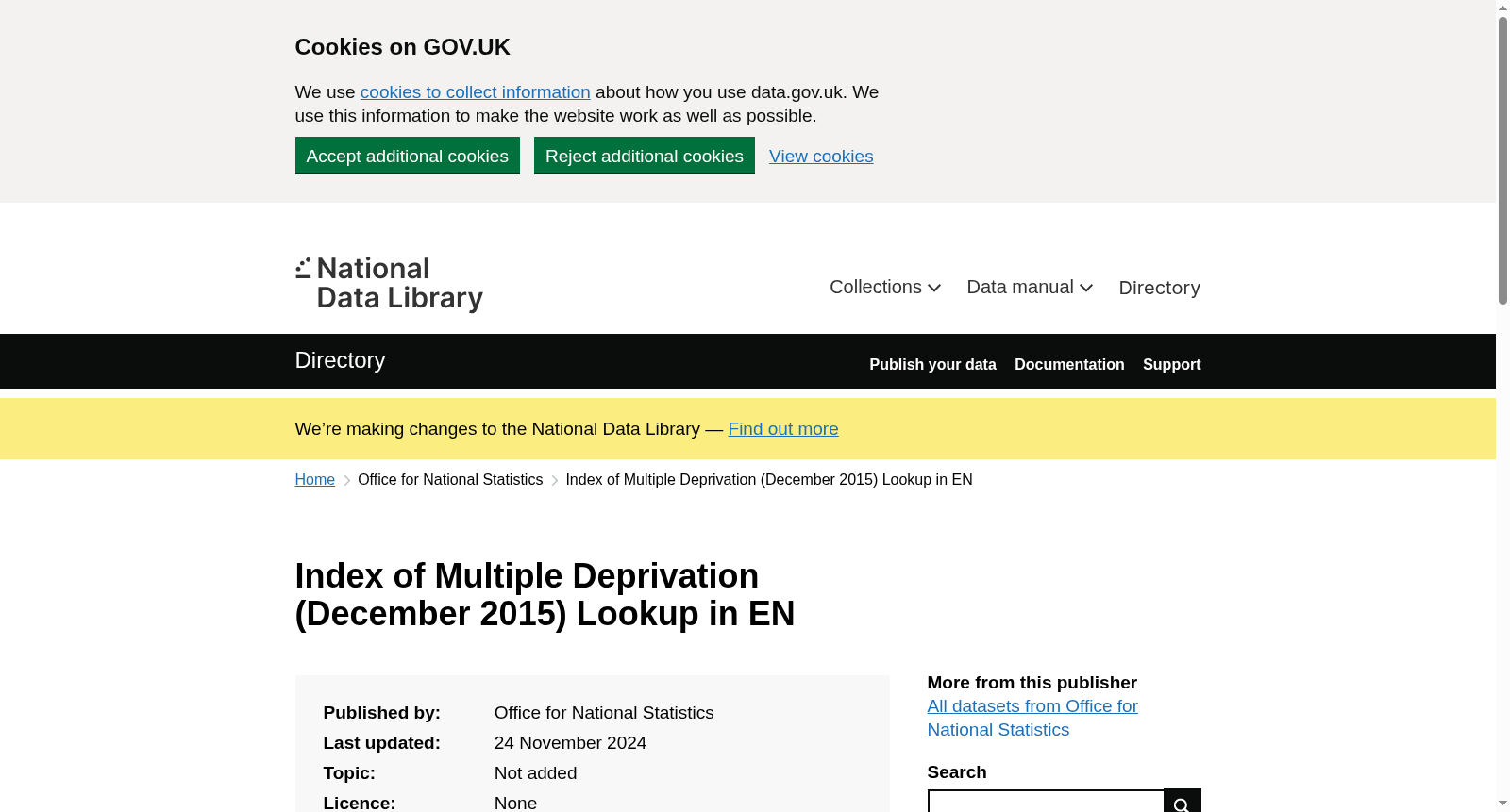 Index of Multiple Deprivation (December 2015) Lookup in EN 数据集图片