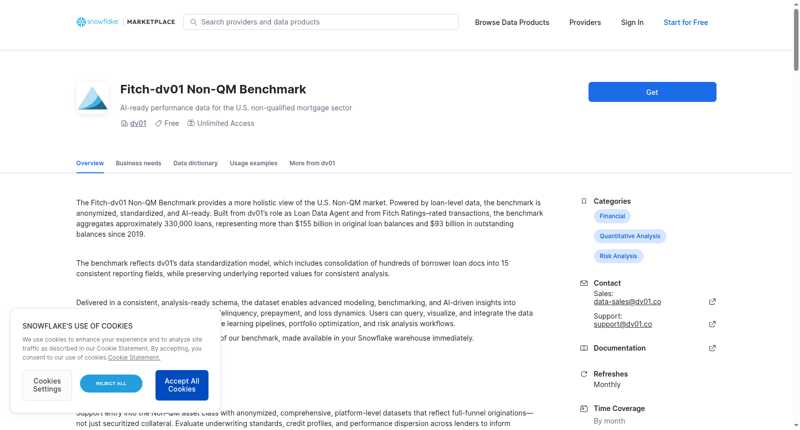 Fitch-dv01 Non-QM Benchmark 数据集图片