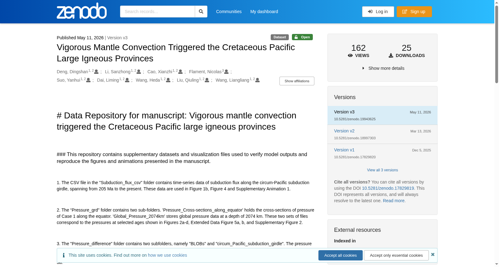 Vigorous Mantle Convection Triggered the Cretaceous Pacific Large Igneous Provinces 数据集图片