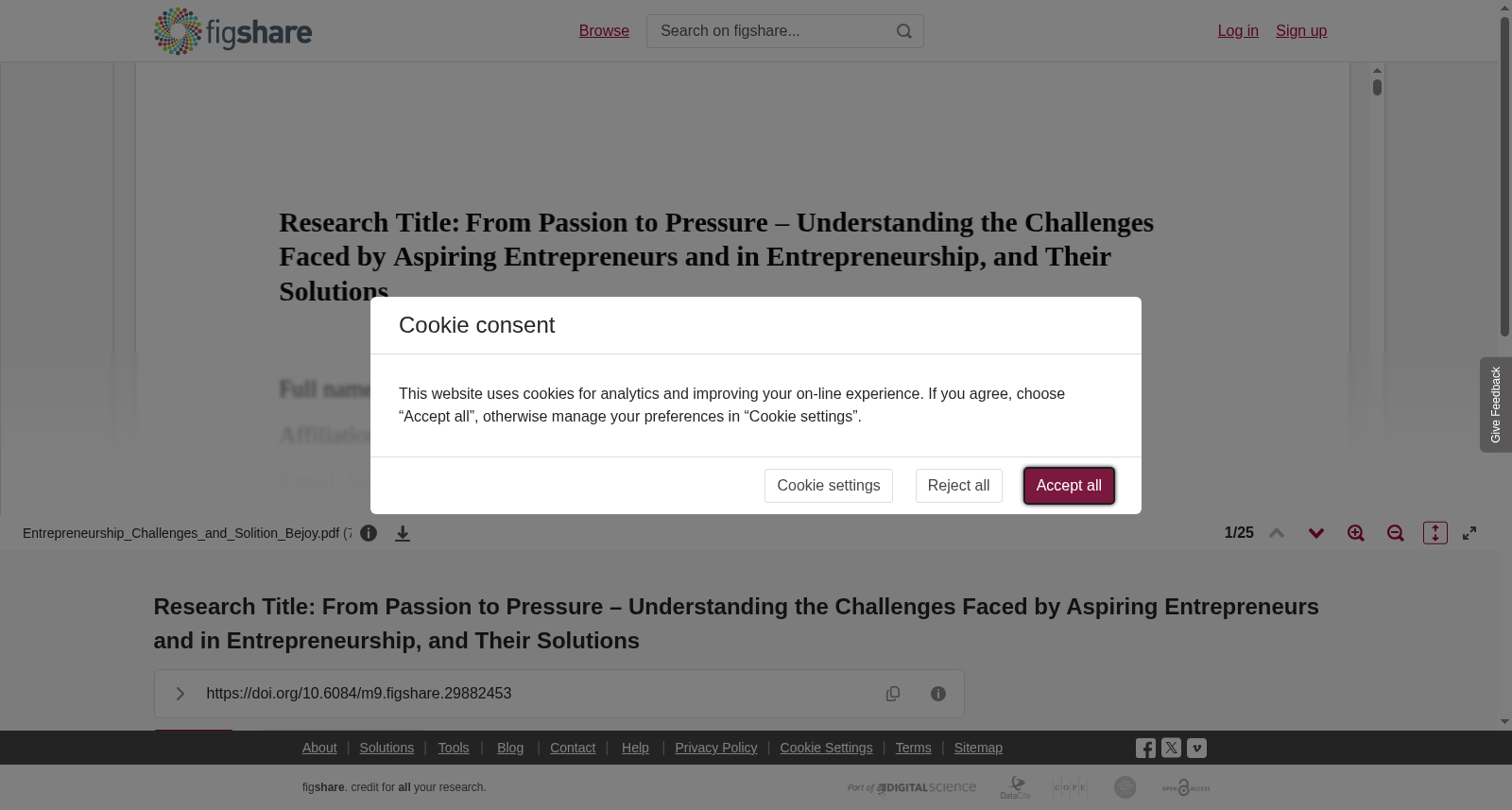 <b>Research Title:</b> <b>From Passion to Pressure – Understanding the Challenges Faced by Aspiring Entrepreneurs and in Entrepreneurship, and Their Solutions</b> 数据集图片
