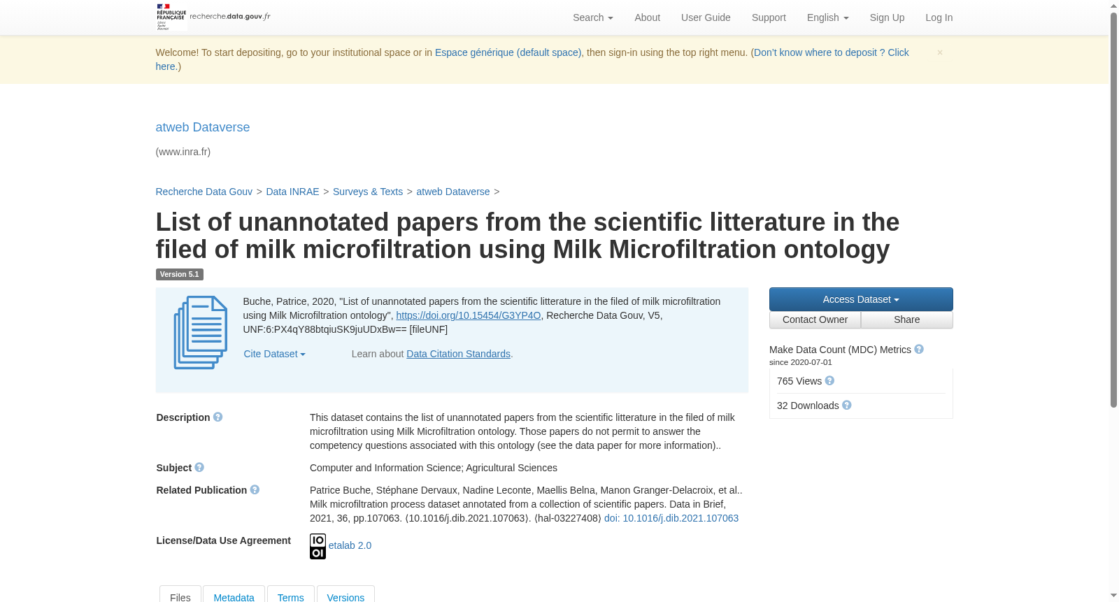List of unannotated papers from the scientific litterature in the filed of milk microfiltration using Milk Microfiltration ontology 数据集图片
