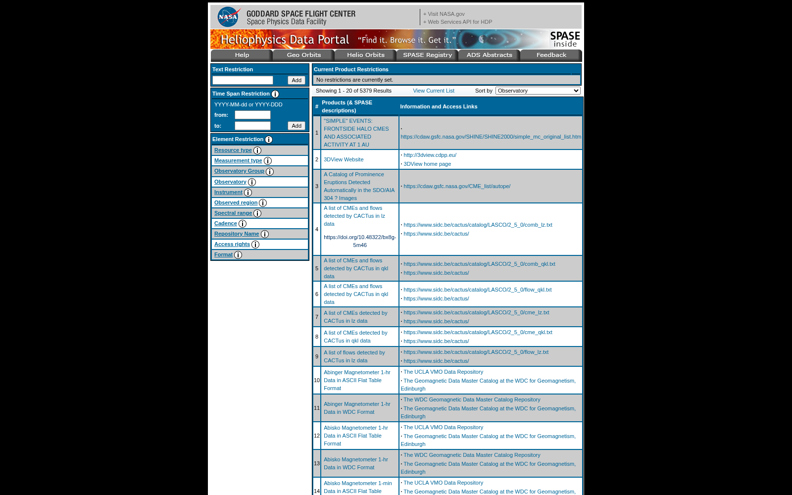 NASA Heliophysics Data Portal 数据集图片