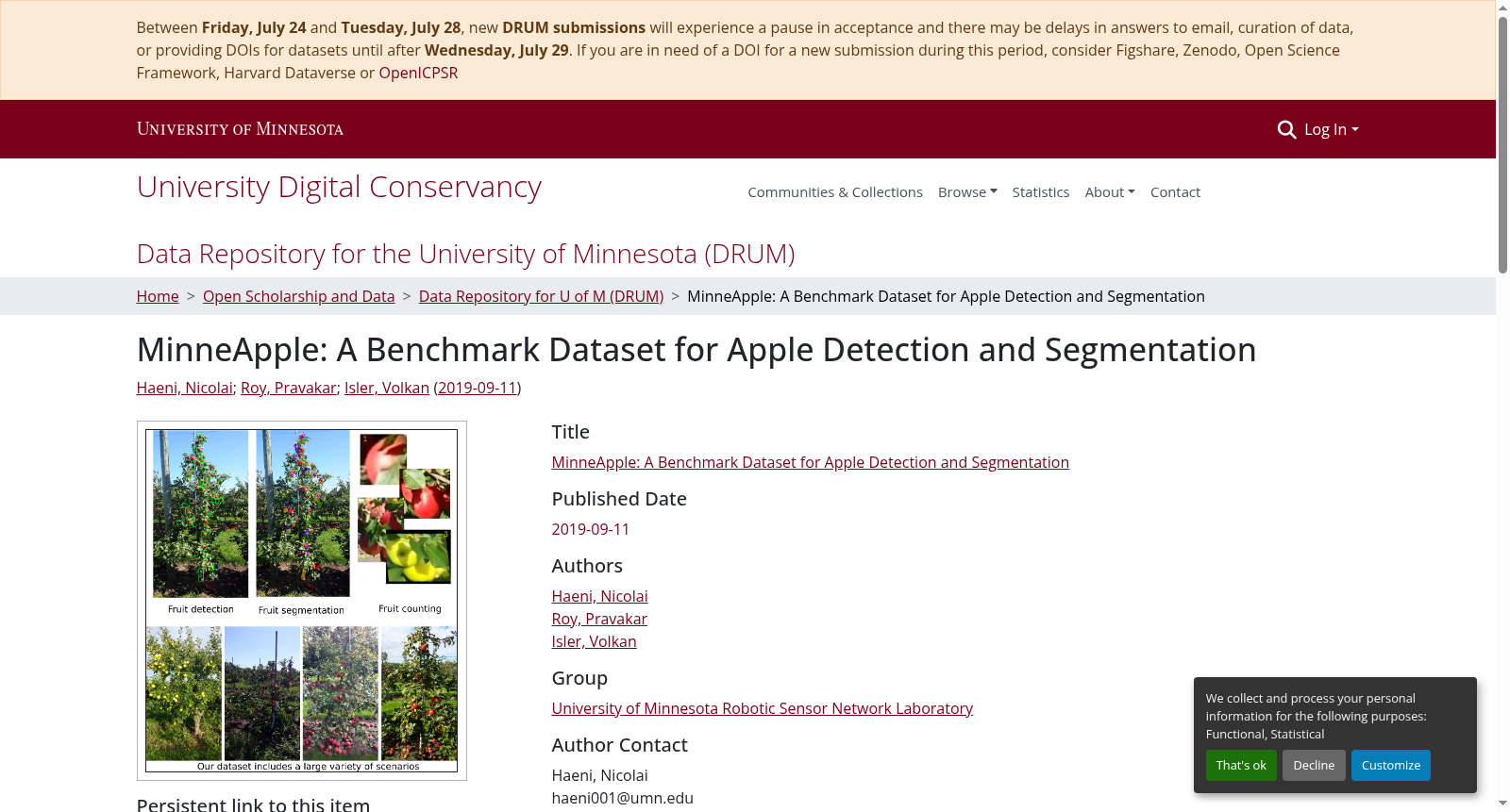 MinneApple: A Benchmark Dataset for Apple Detection and Segmentation 数据集图片