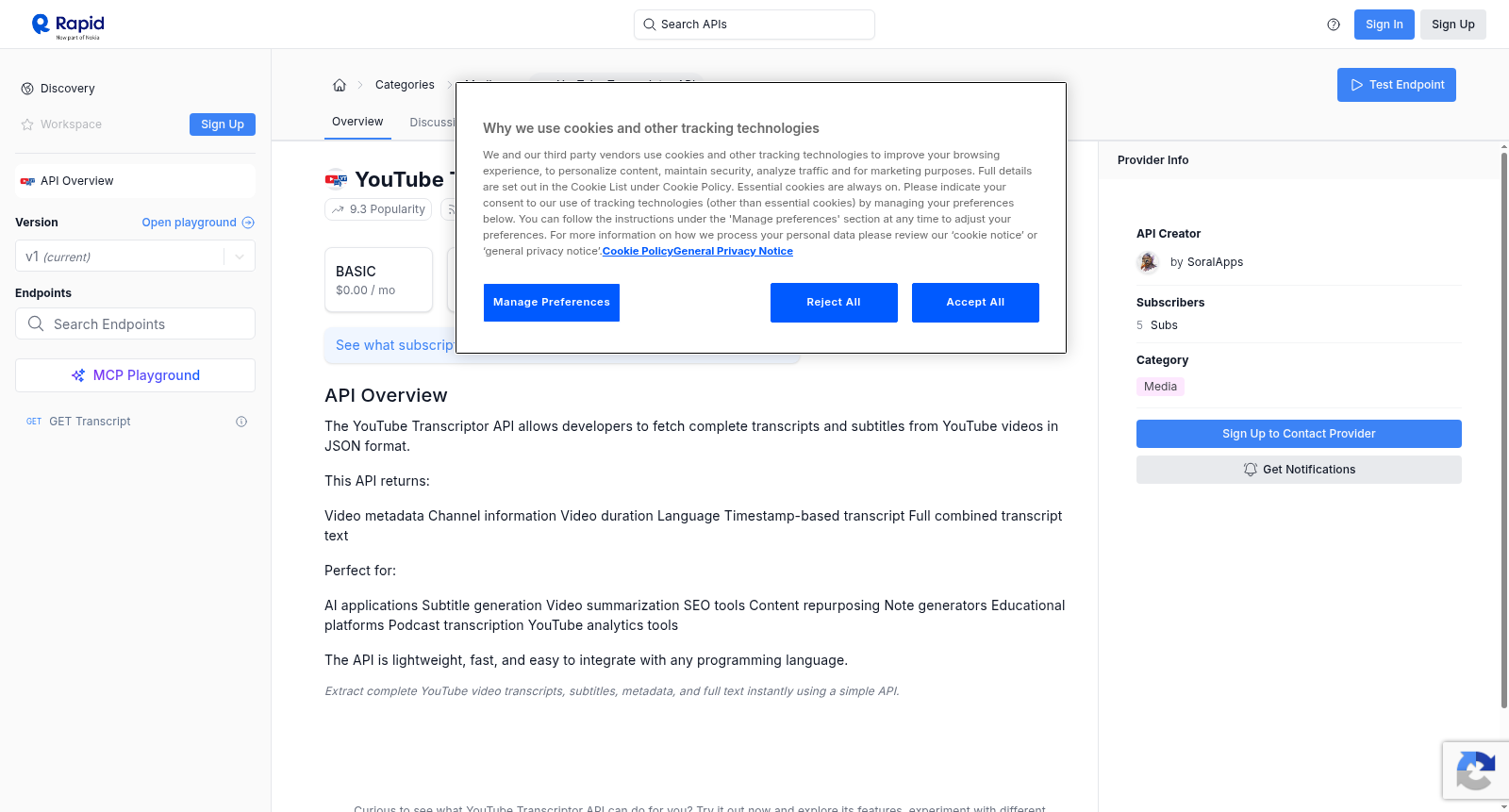 YouTube Transcriptor API 数据集图片