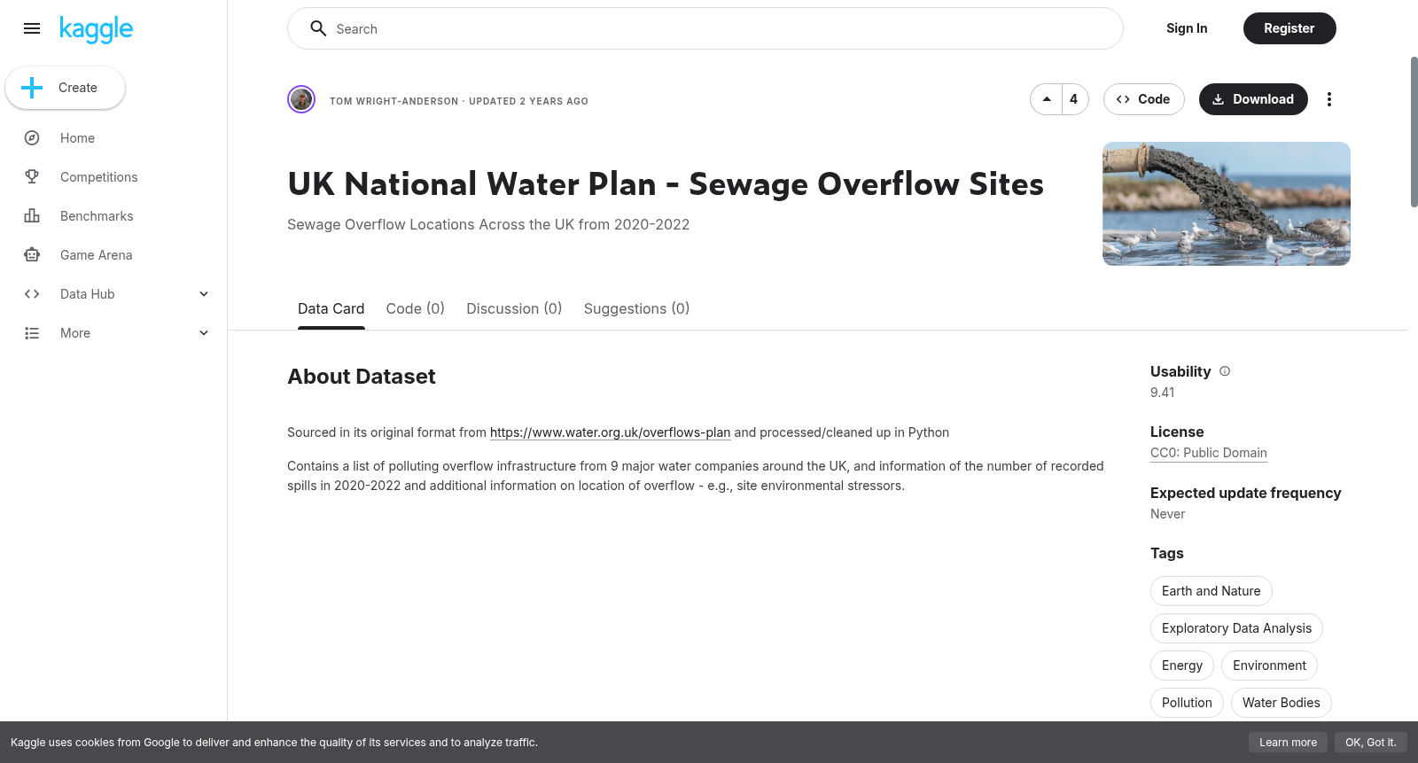 UK National Water Plan - Sewage Overflow Sites 数据集图片