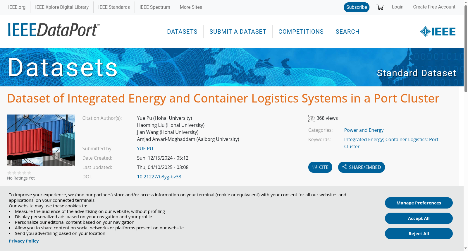 Dataset of Integrated Energy and Container Logistics Systems within a Port Cluster 数据集图片