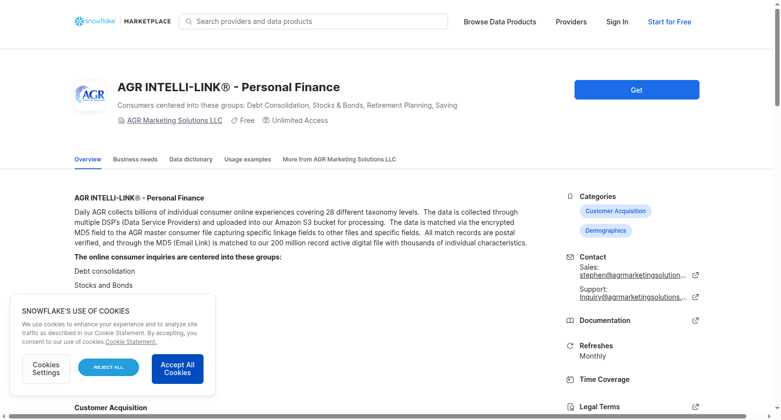 AGR INTELLI-LINK® - Personal Finance 数据集图片