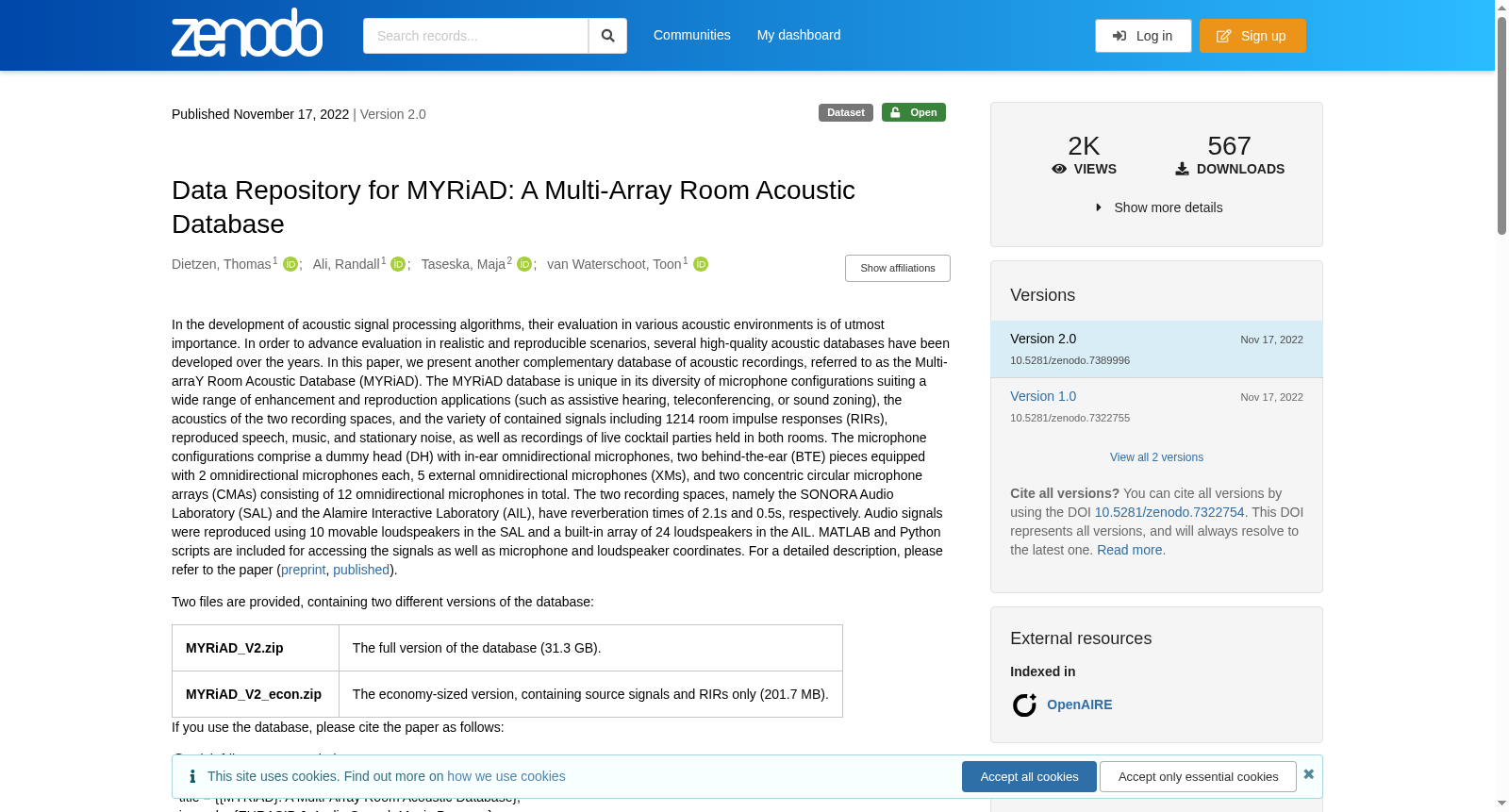 Data Repository for MYRiAD: A Multi-Array Room Acoustic Database 数据集图片