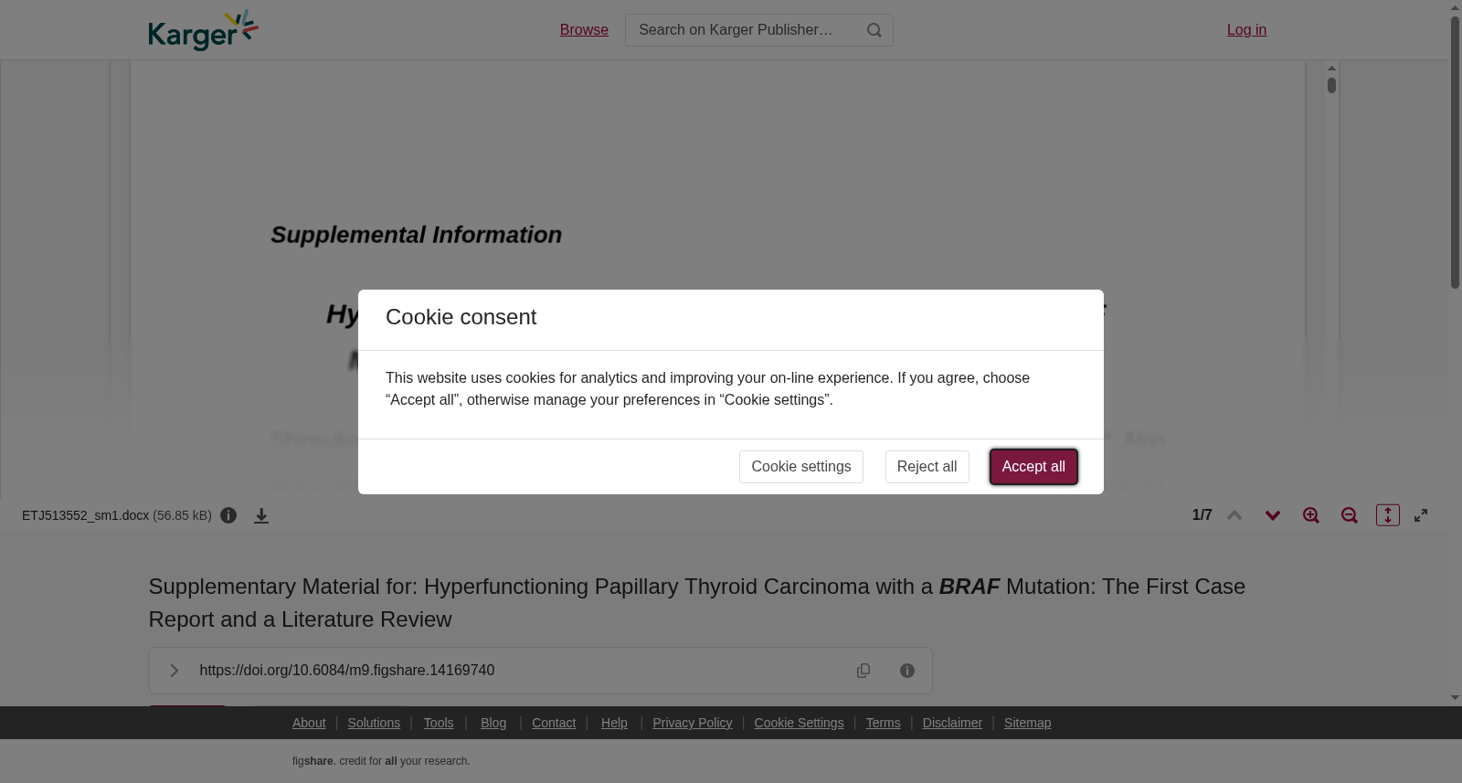 Supplementary Material for: Hyperfunctioning Papillary Thyroid Carcinoma with a <b><i>BRAF</i></b> Mutation: The First Case Report and a Literature Review 数据集图片