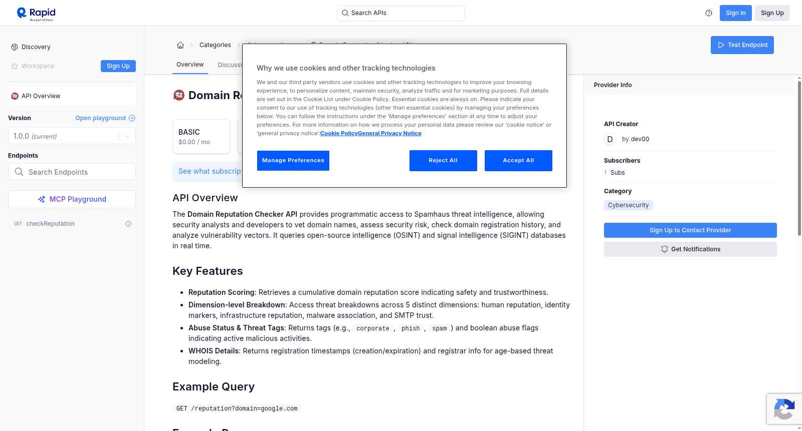 Domain Reputation Checker API 数据集图片