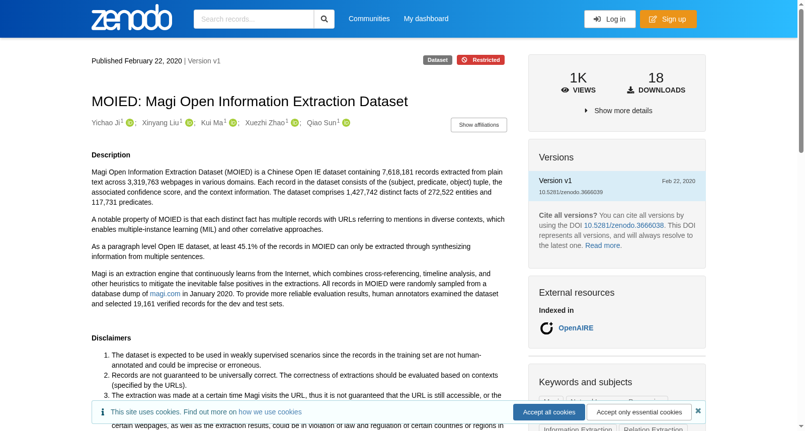 MOIED: Magi Open Information Extraction Dataset 数据集图片