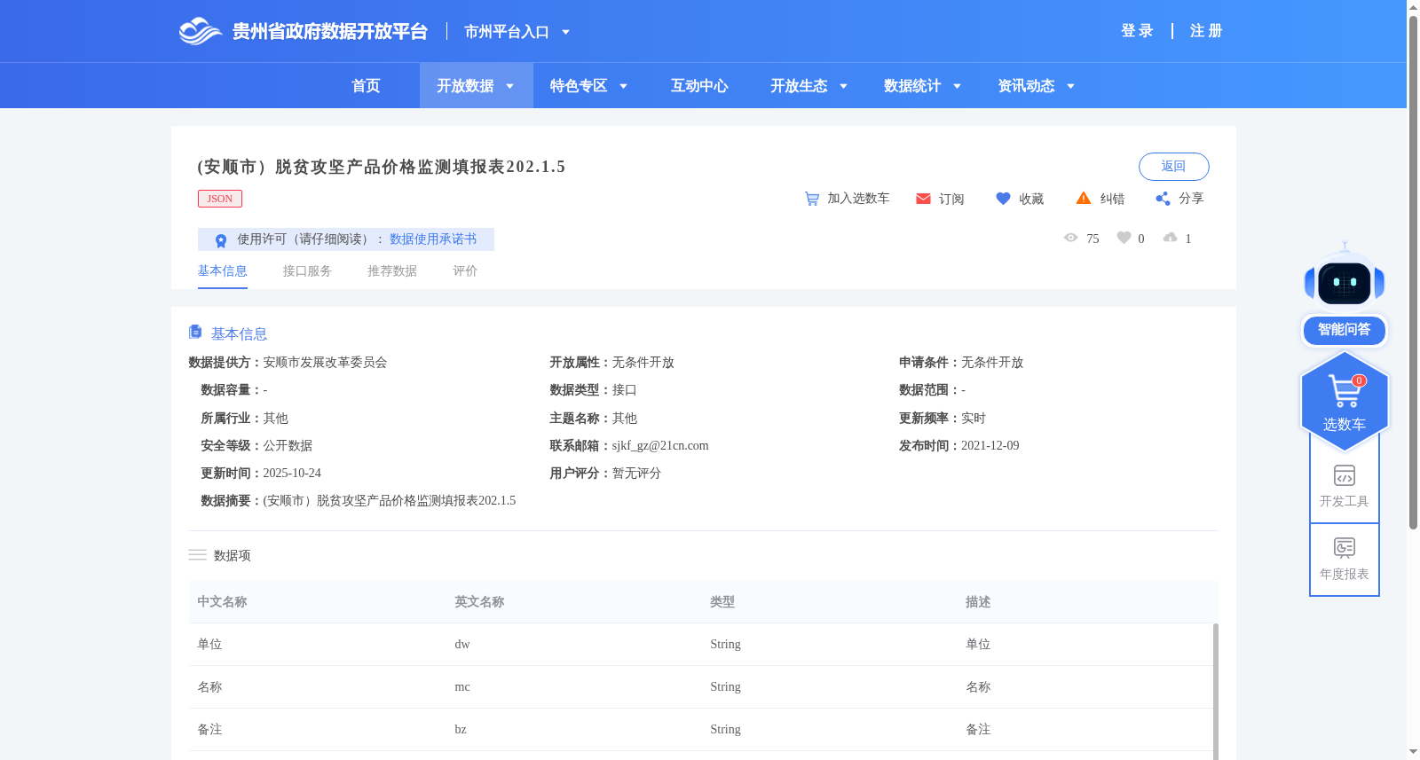 (安顺市)脱贫攻坚产品价格监测填报表202.1.5 数据集图片