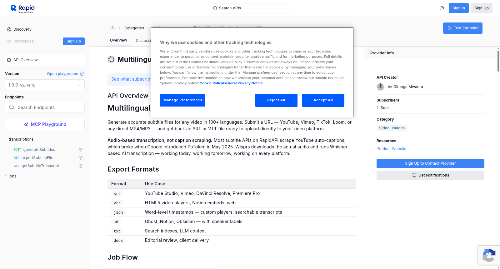Multilingual Subtitle Generator API 数据集图片