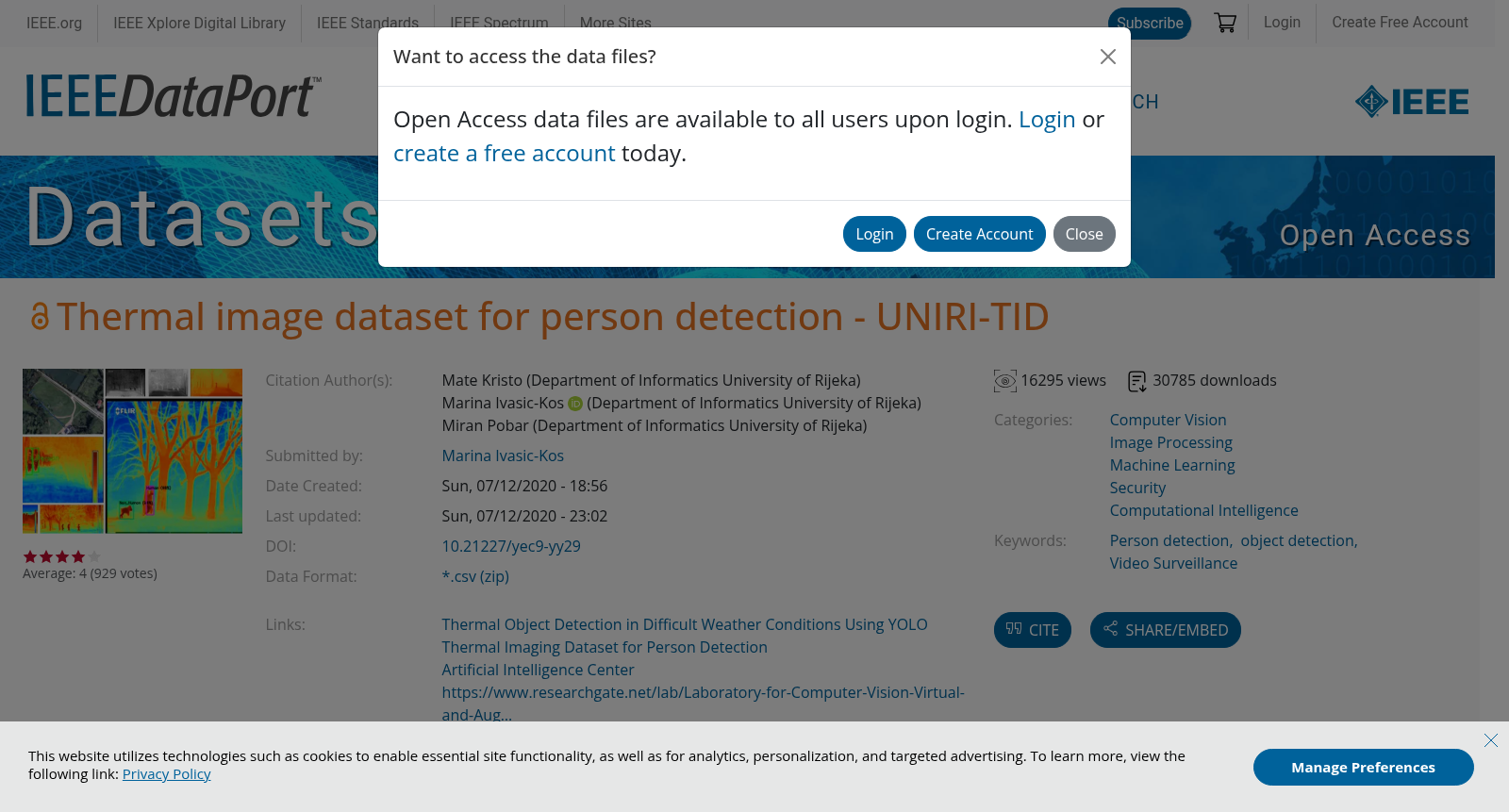Thermal image dataset for person detection - UNIRI-TID 数据集图片