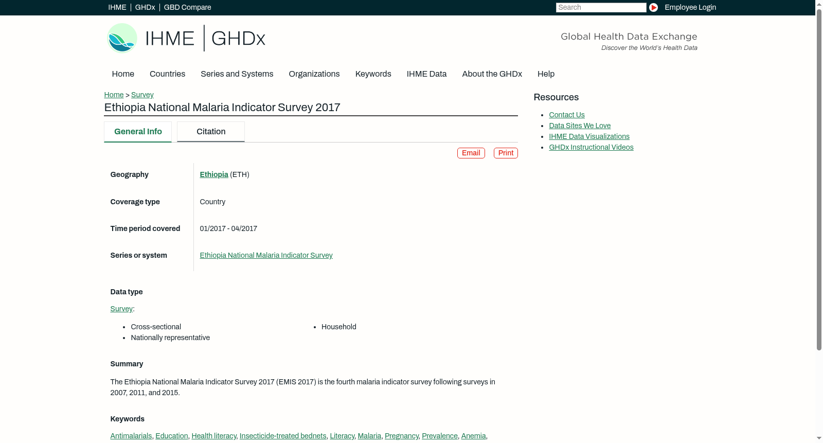 Ethiopia National Malaria Indicator Survey 2017 数据集图片