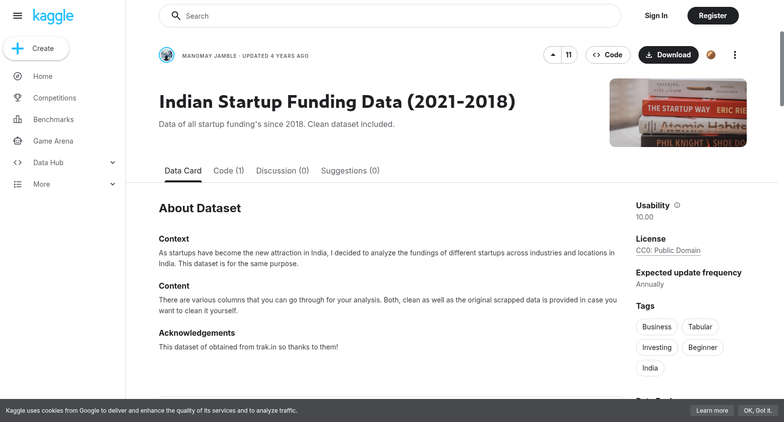 Indian Startup Funding Data (2021-2018) 数据集图片
