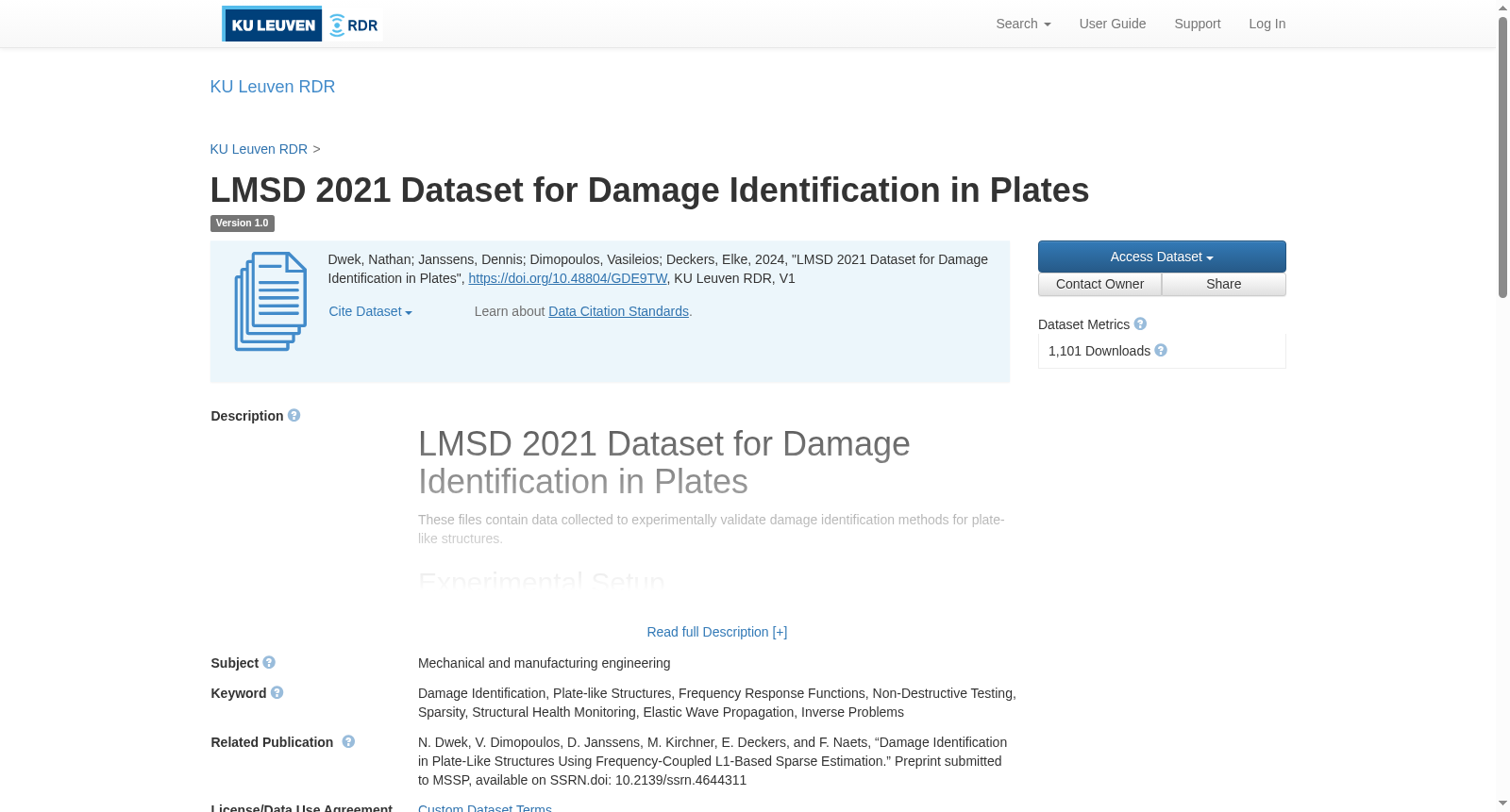LMSD 2021 Dataset for Damage Identification in Plates 数据集图片