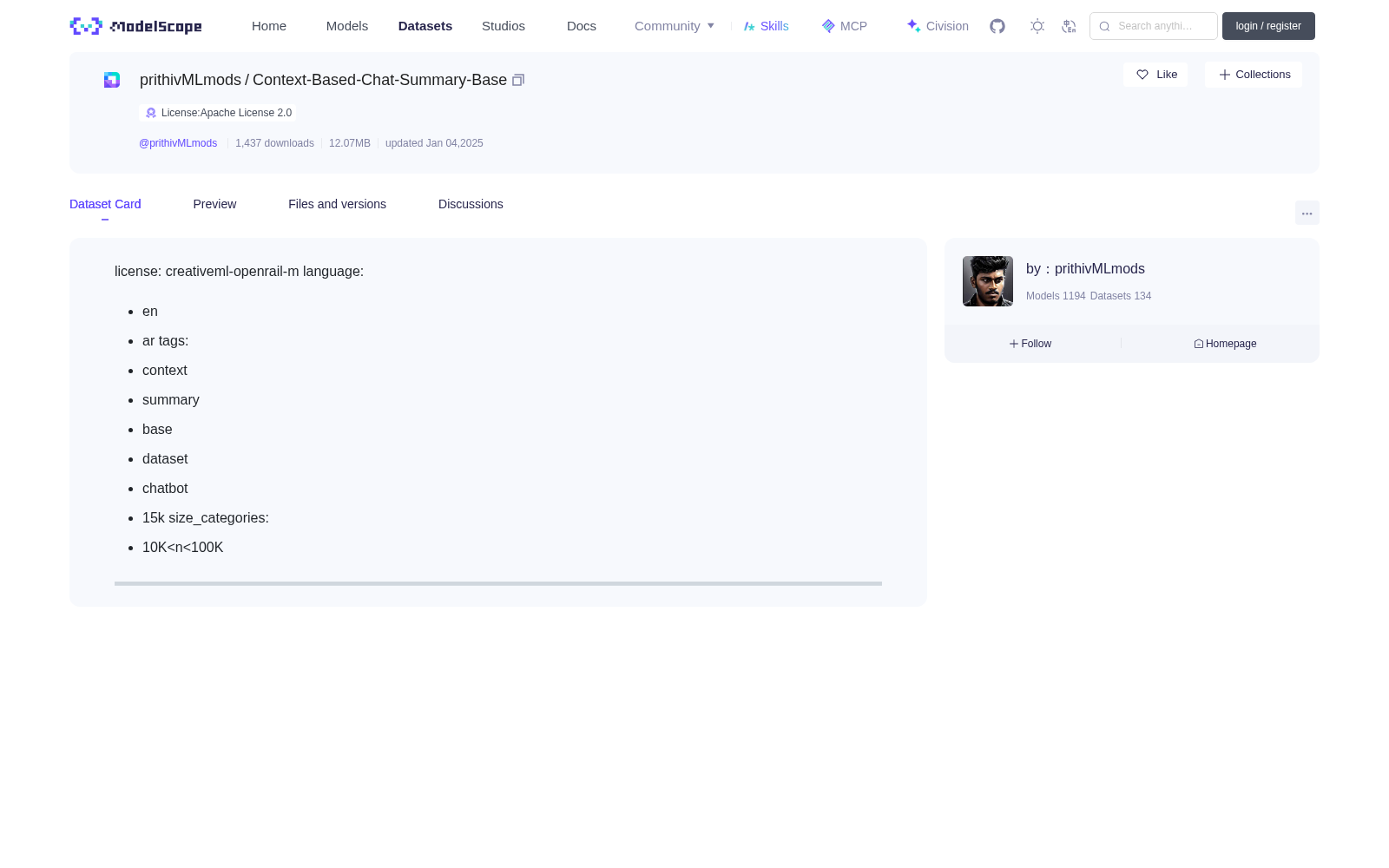 Context-Based-Chat-Summary-Base 数据集图片