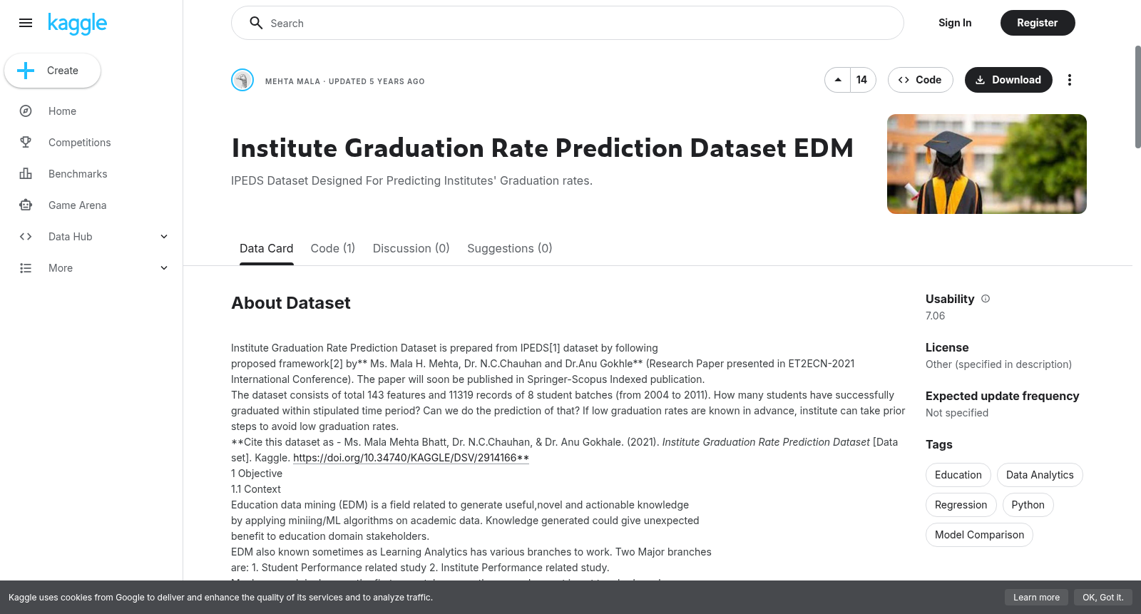 Institute Graduation Rate Prediction Dataset EDM 数据集图片