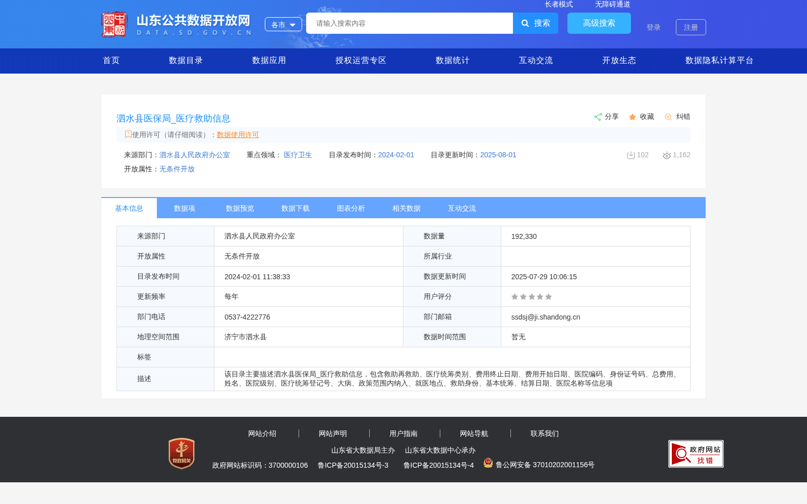 泗水县医保局_医疗救助信息 数据集图片