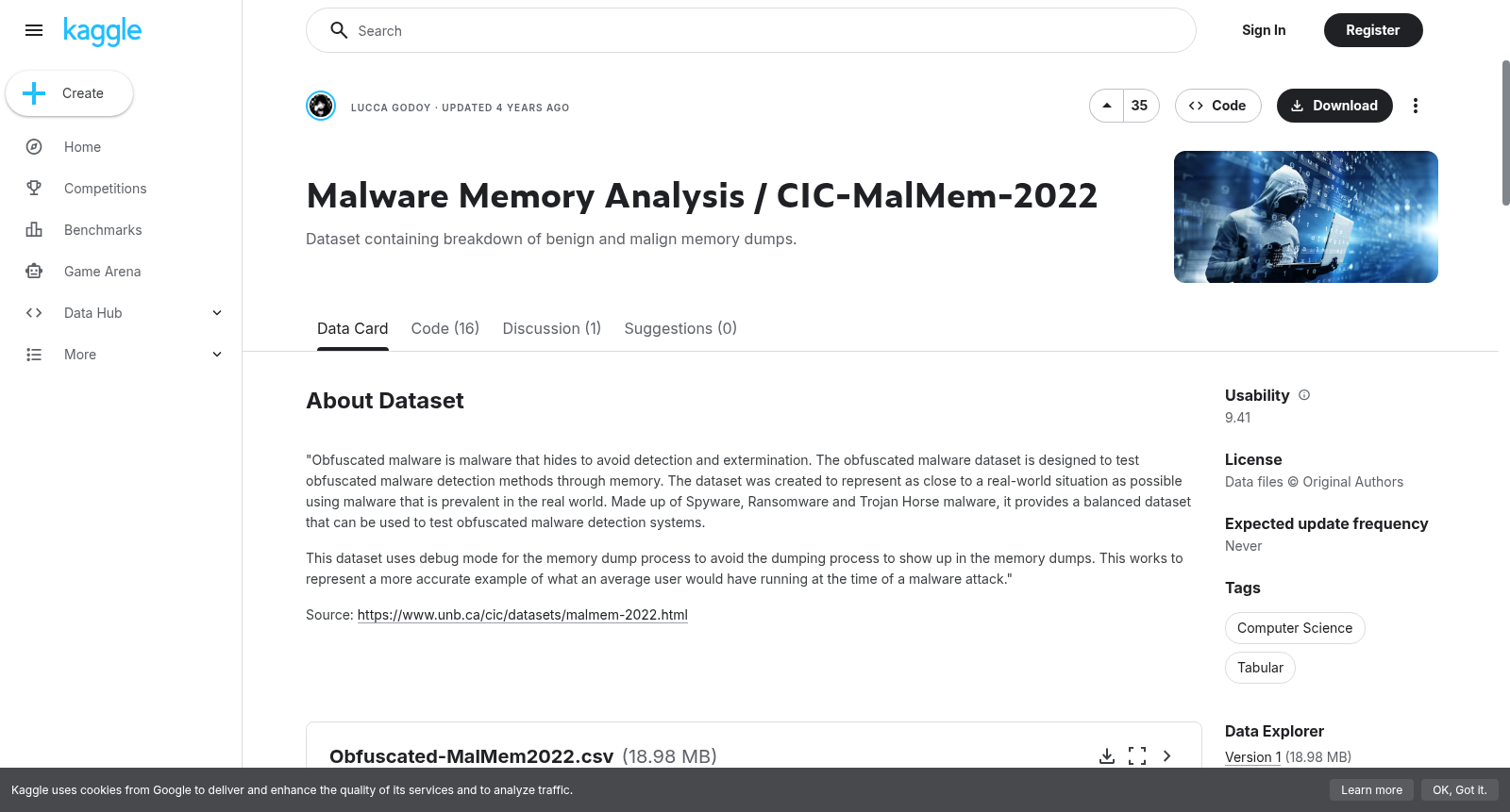 Malware Memory Analysis / CIC-MalMem-2022 数据集图片