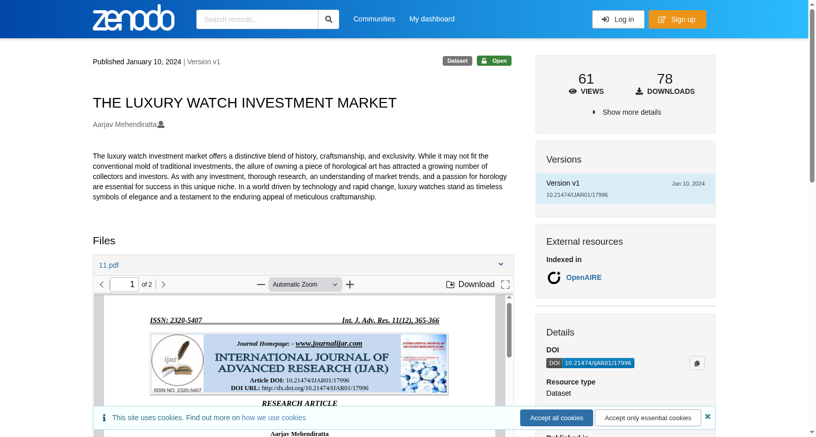 THE LUXURY WATCH INVESTMENT MARKET 数据集图片