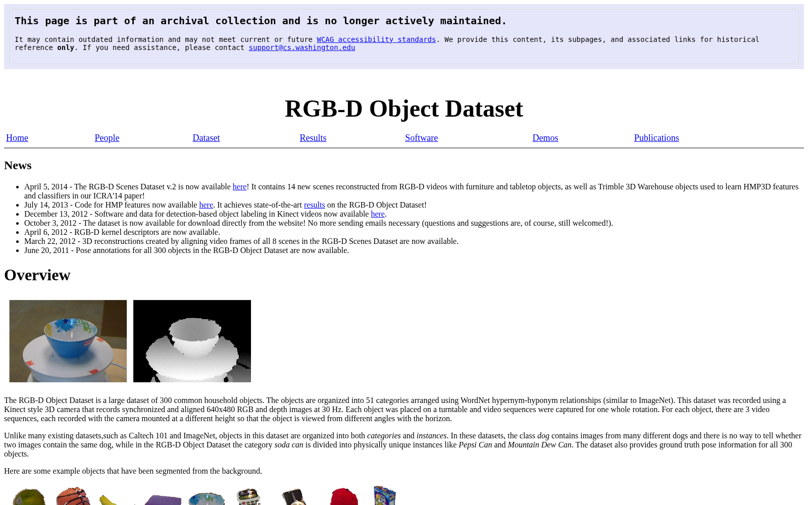 University of Washington RGB-D Dataset 数据集图片