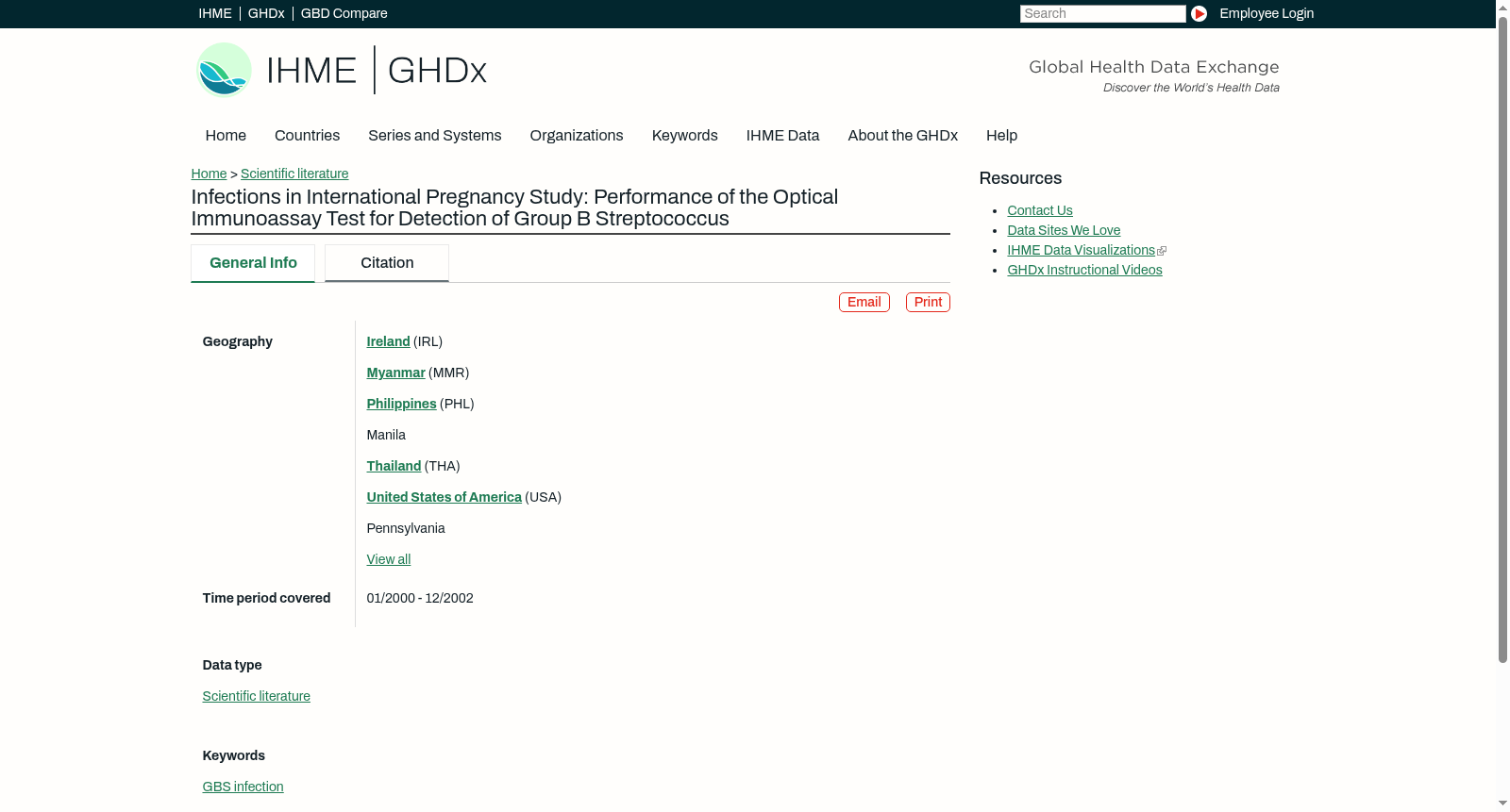Infections in International Pregnancy Study: Performance of the Optical Immunoassay Test for Detection of Group B Streptococcus 数据集图片