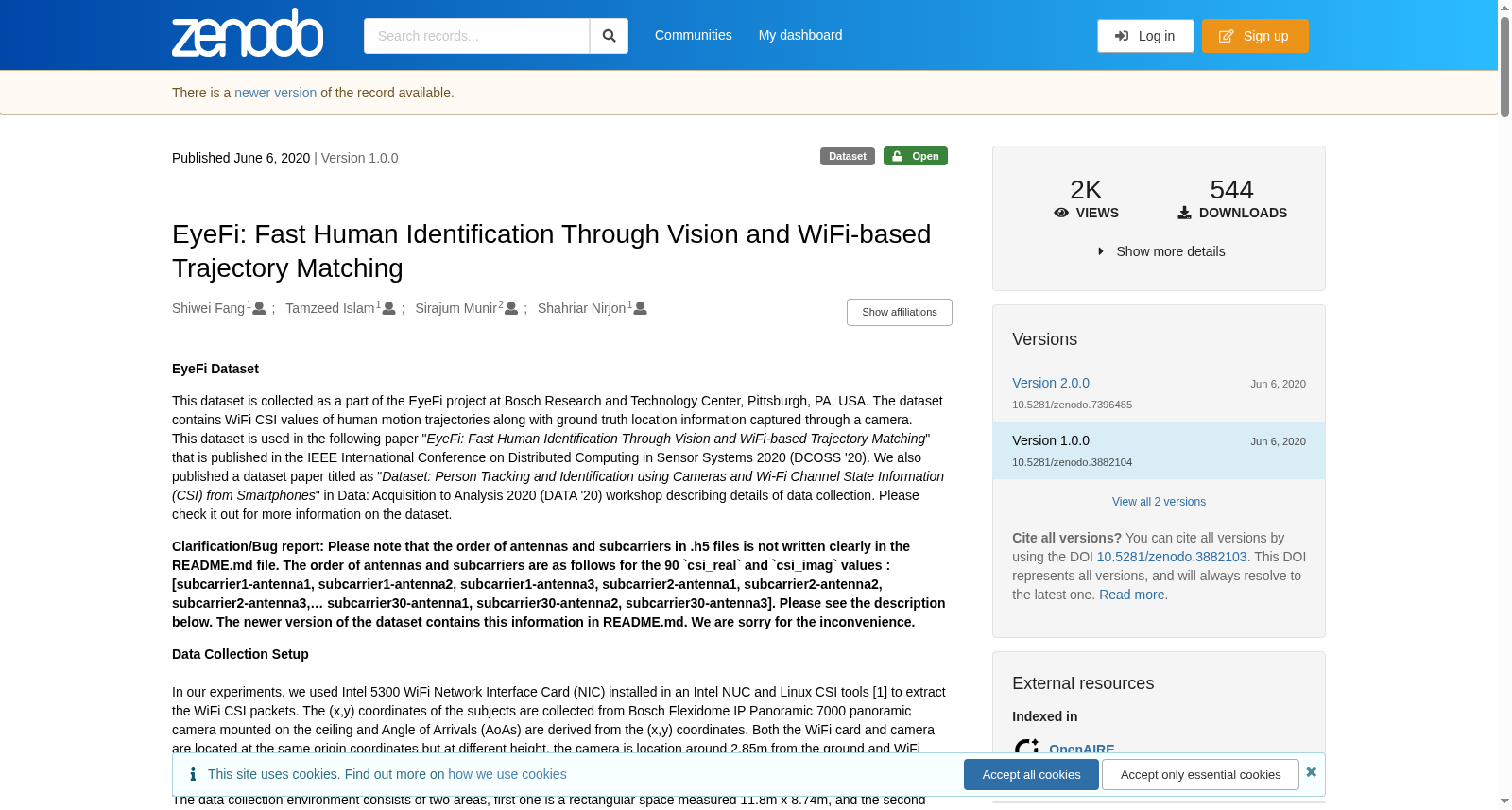 EyeFi: Fast Human Identification Through Vision and WiFi-based Trajectory Matching 数据集图片