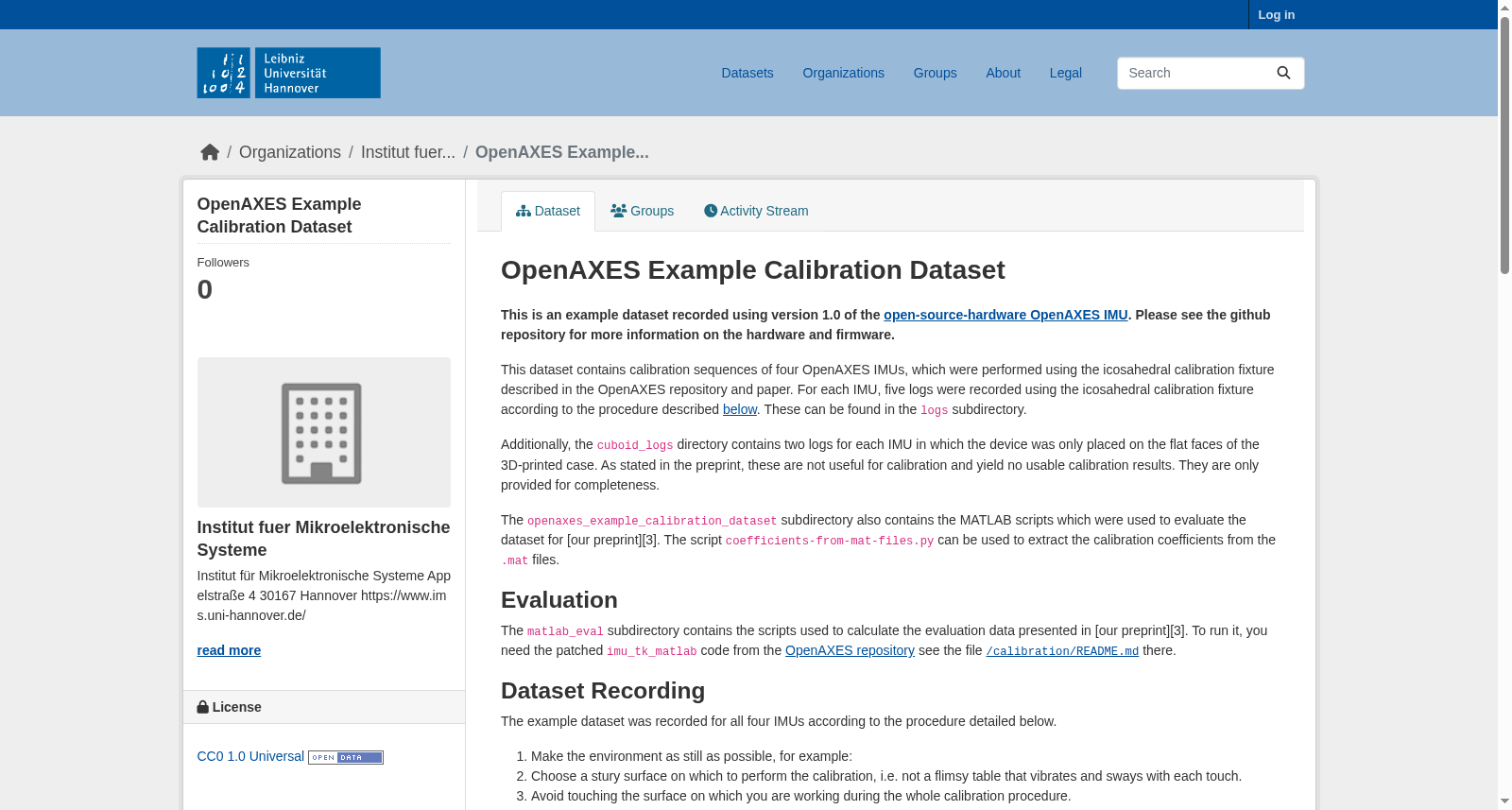 OpenAXES Example Calibration Dataset 数据集图片