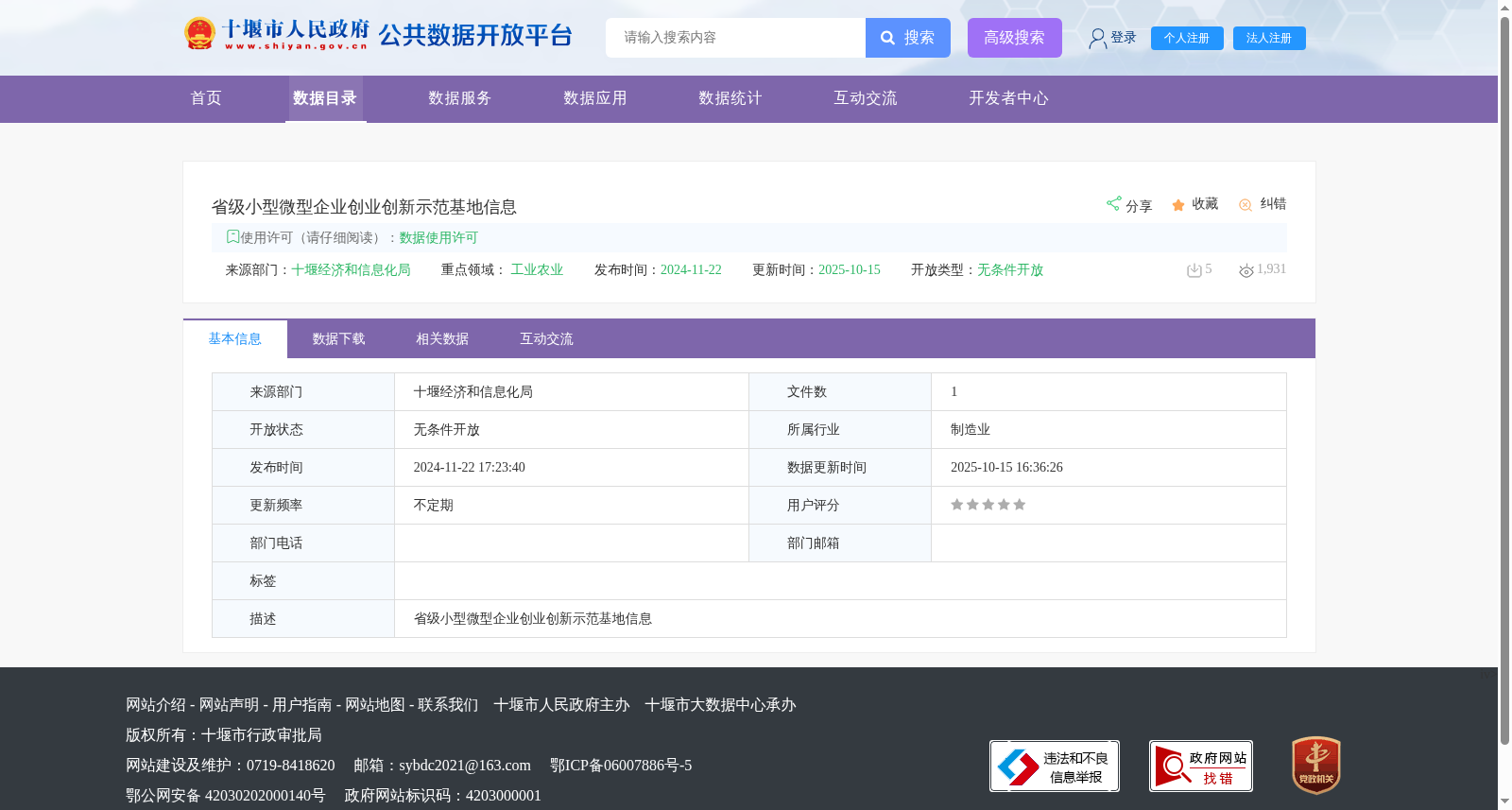 省级小型微型企业创业创新示范基地信息 数据集图片