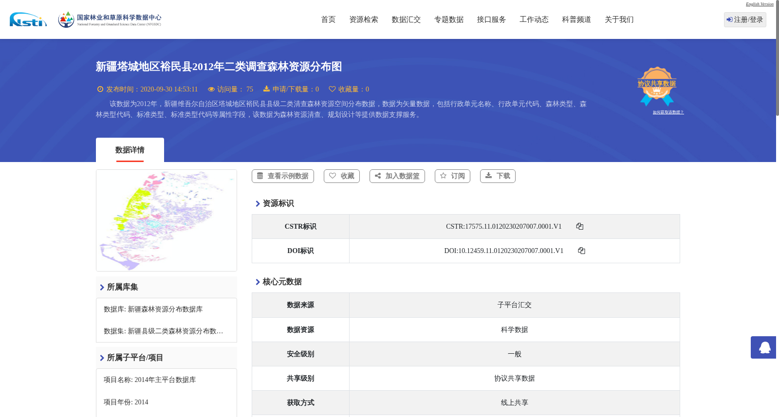 新疆塔城地区裕民县2012年二类调查森林资源分布图 数据集图片