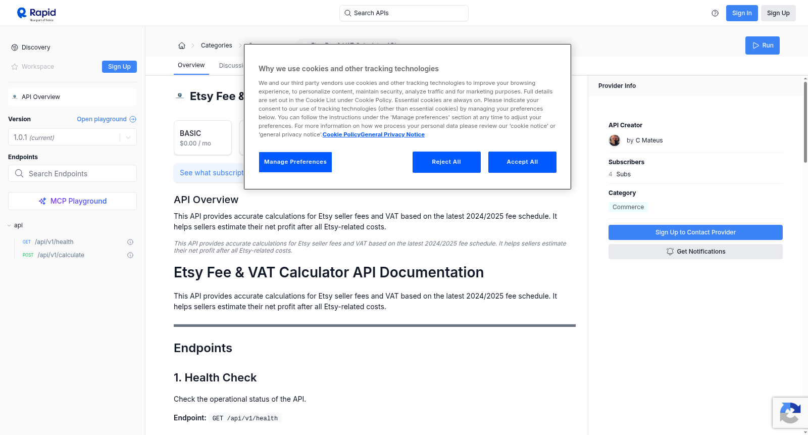 Etsy Fee & VAT Calculator API 数据集图片