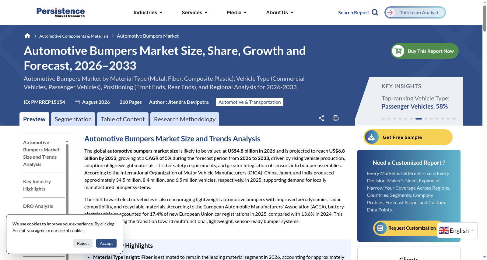 Automotive Bumpers Market - Persistence Market Research 数据集图片
