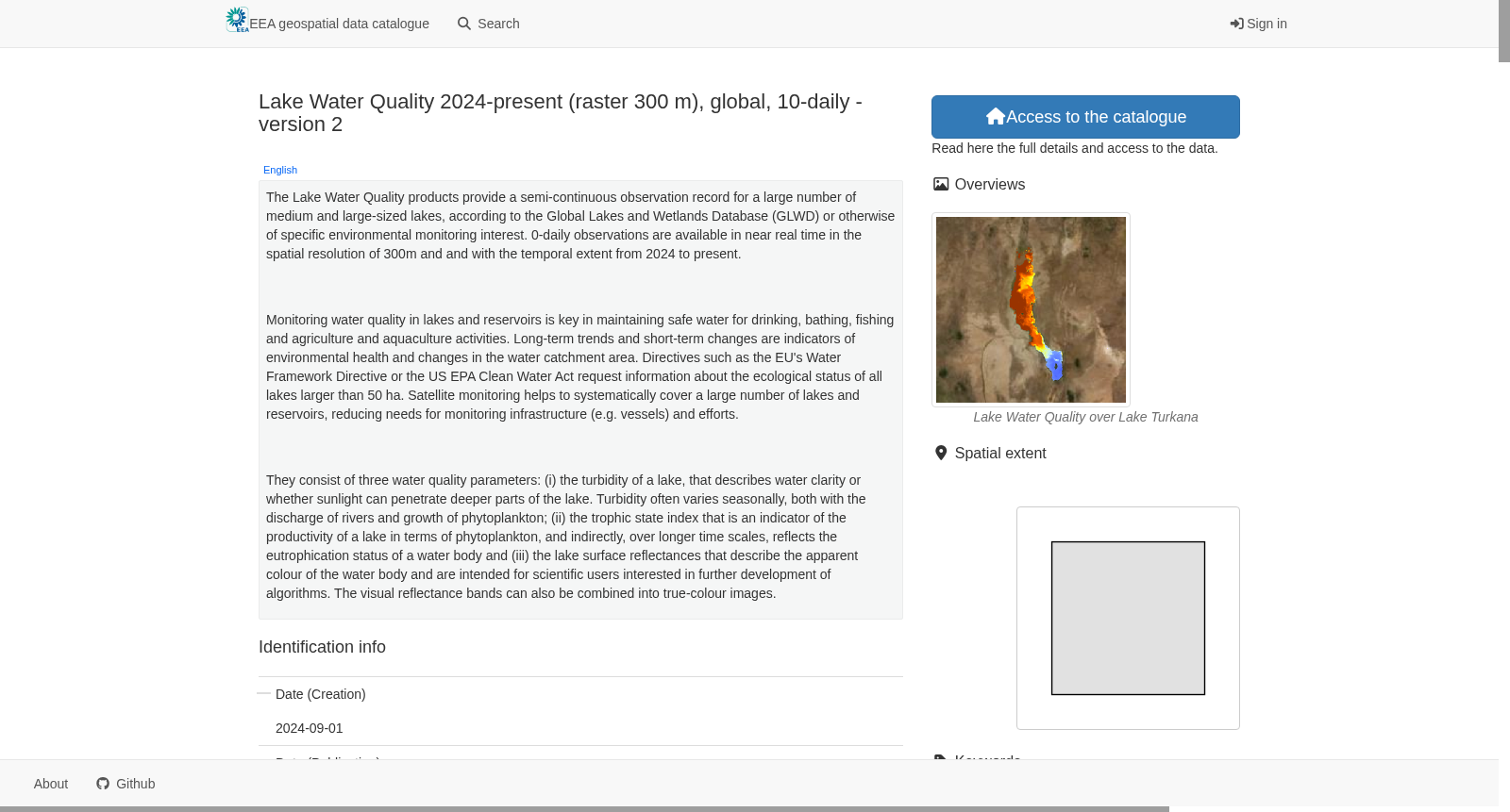 Lake Water Quality 2024-present (raster 300 m), global, 10-daily - version 2 数据集图片